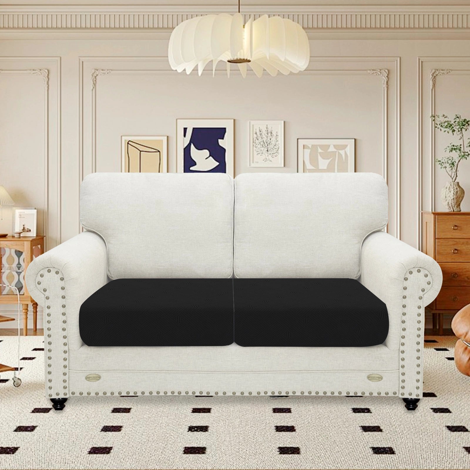 YSTYLE Sofa 2 Pieces Cushion Cover – Stretch Fit, Anti-Slip, Geometric Pattern, Universal Use, Full Protection-Intertwined Pattern
