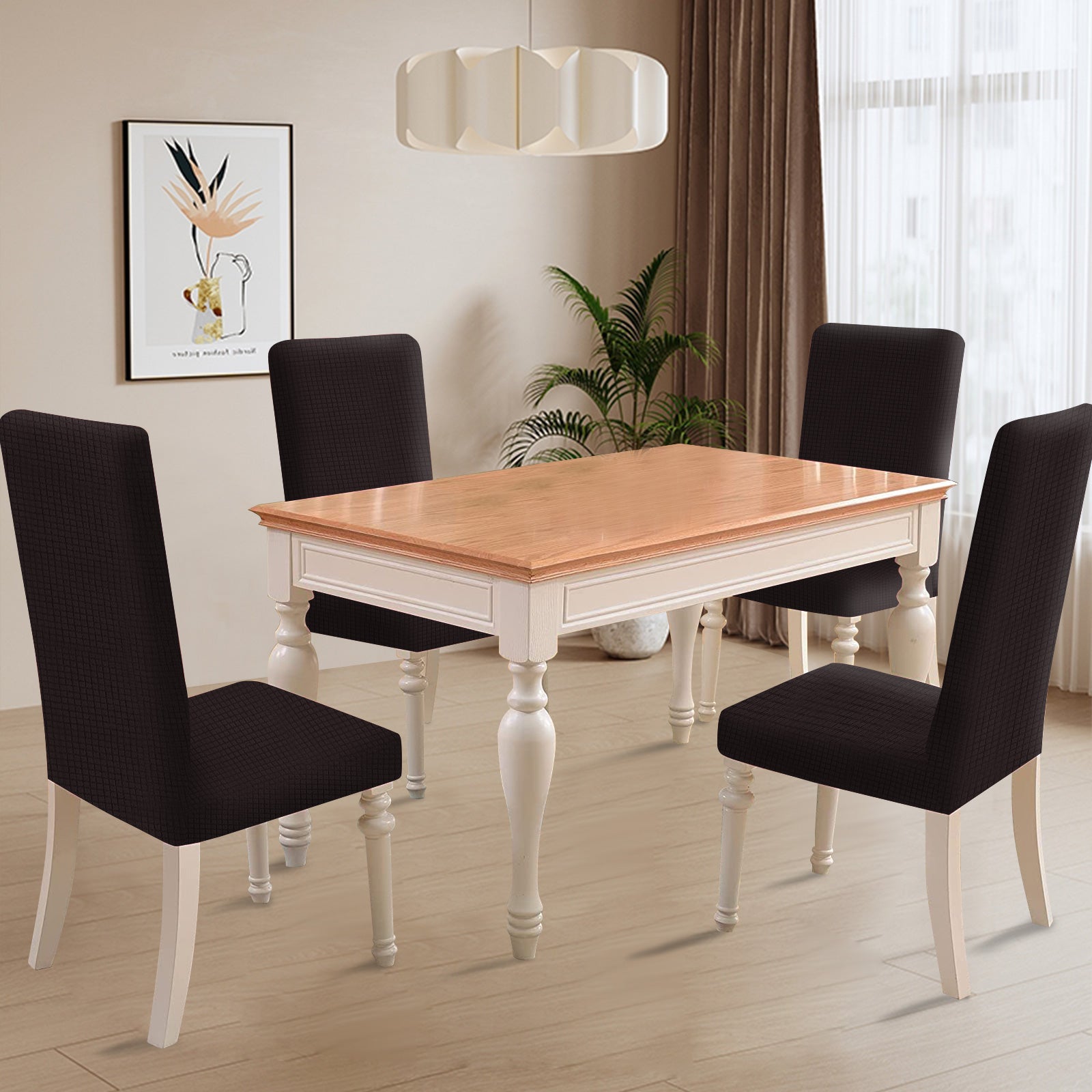 YSTYLE 6 Pieces Stretch Dining Chair Covers Jacquard Pattern