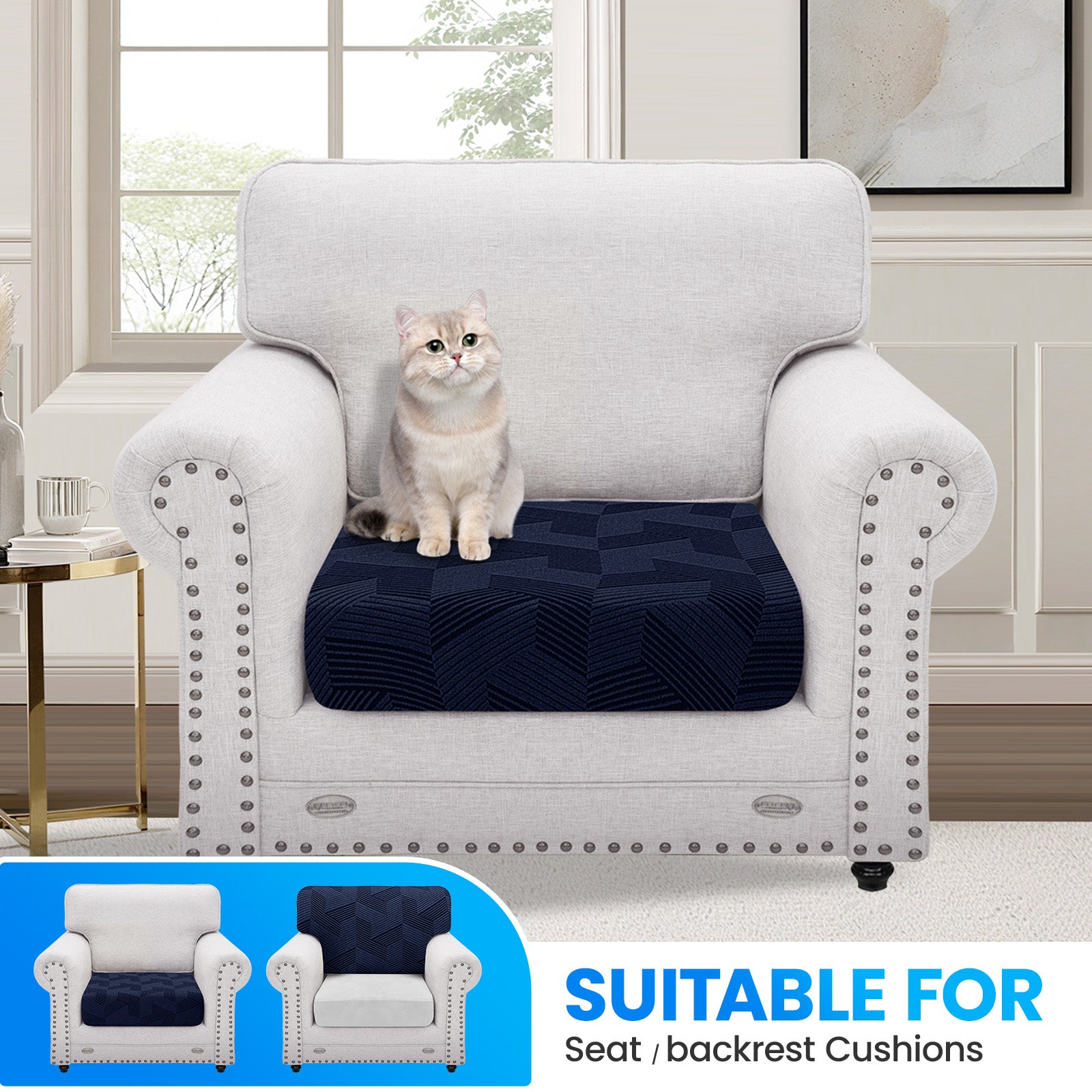 Ystyle 1 Piece-Large Elastic Sofa Seat Cover, Universal Living Room Cushion Cover, Separate Sofa Cushion Slipcovers, Non-Slip, Stain-Resistant, Super Soft & Washable