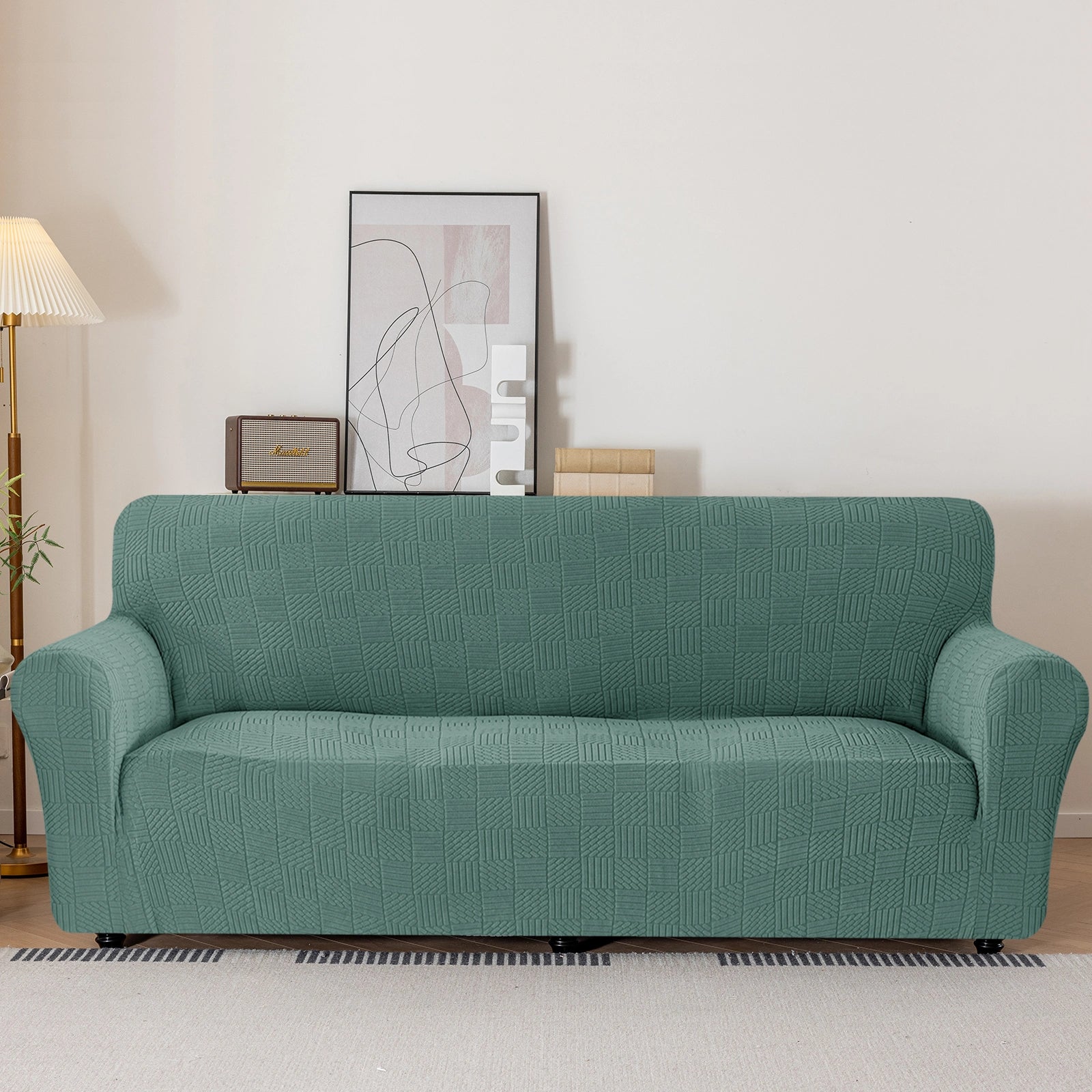 YSTYLE Cubierta de Sofá para 2 Personas – Ajuste Elástico, Antideslizante, Amigable con Mascotas, Diseño Moderno, Lavable - Cinco Líneas 