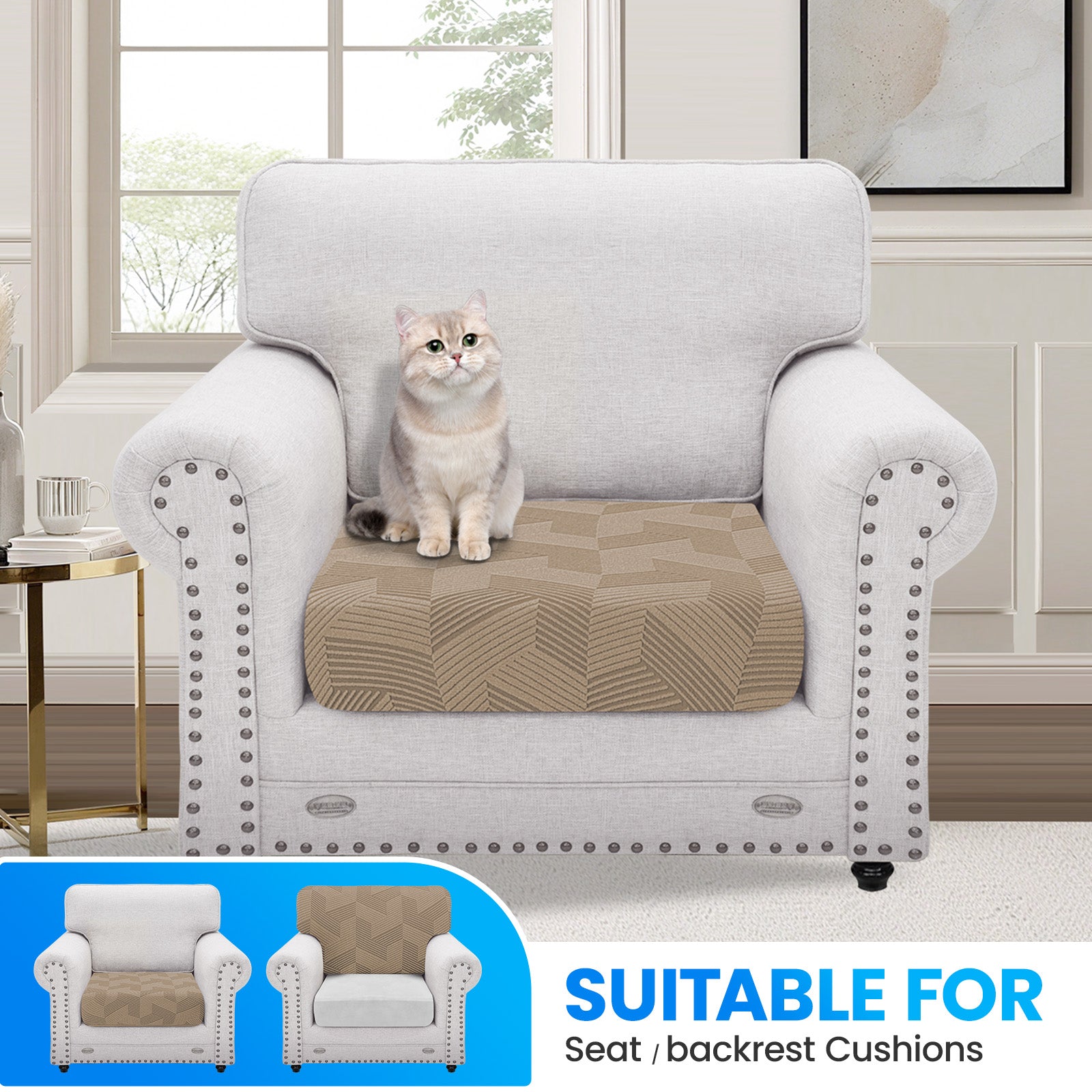 Ystyle 1 Piece-Large Elastic Sofa Seat Cover, Universal Living Room Cushion Cover, Separate Sofa Cushion Slipcovers, Non-Slip, Stain-Resistant, Super Soft & Washable