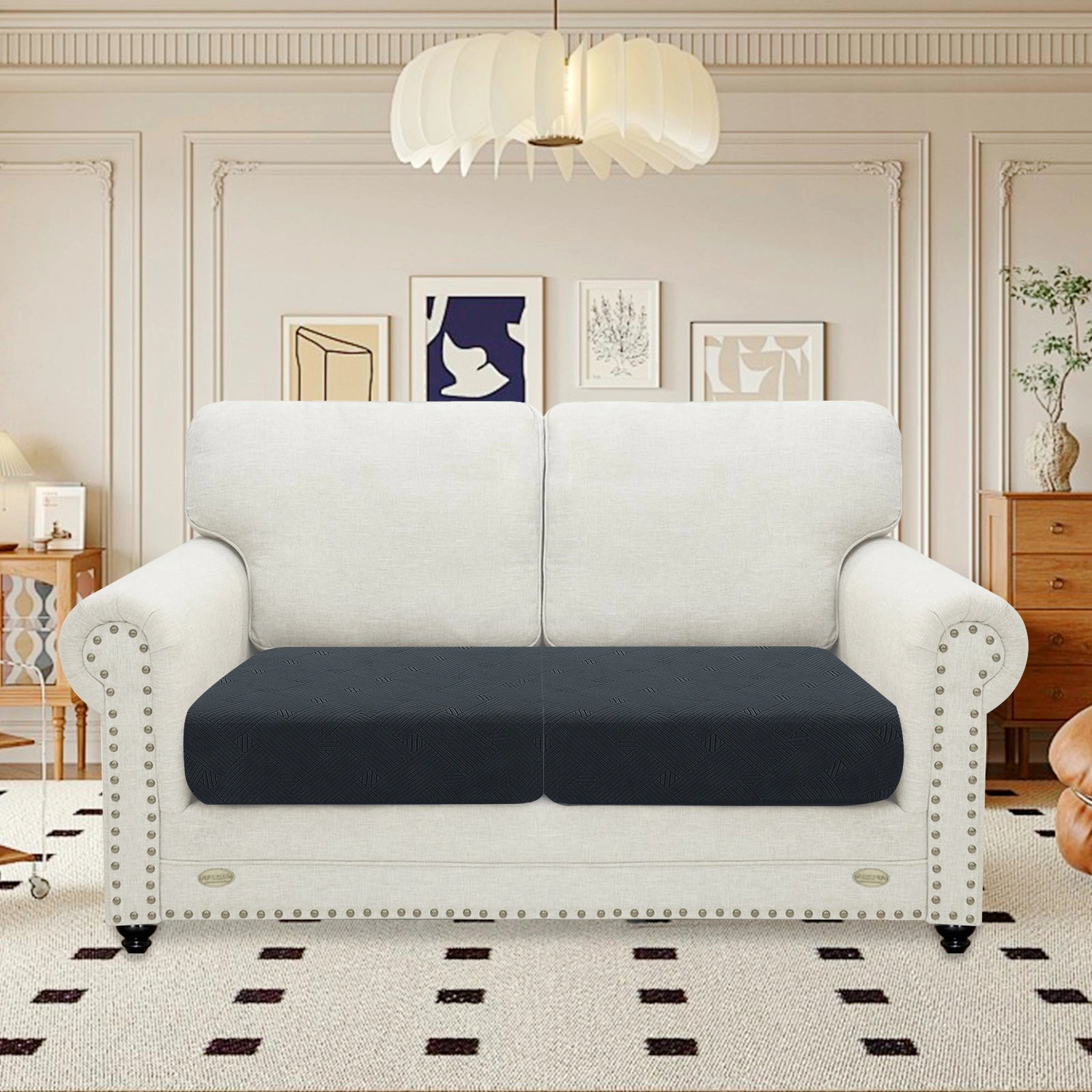 YSTYLE Sofa 2 Pieces Cushion Cover – Stretch Fit, Anti-Slip, Geometric Pattern, Universal Use, Full Protection-Intertwined Pattern