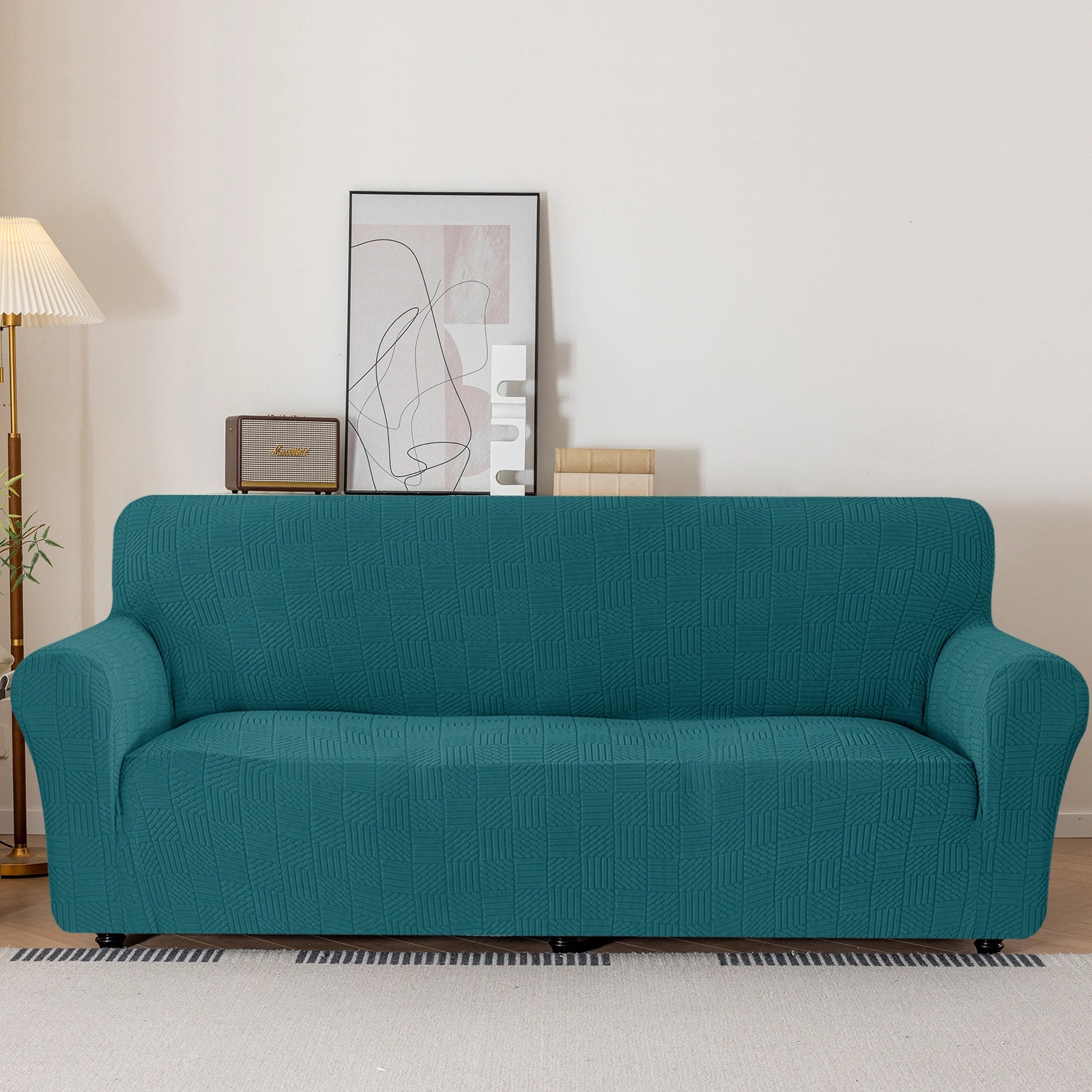 YSTYLE Cubierta de Sofá para 3 Personas – Ajuste Elástico, Antideslizante, Amigable con Mascotas, Diseño Moderno, Lavable - Cinco Líneas 
