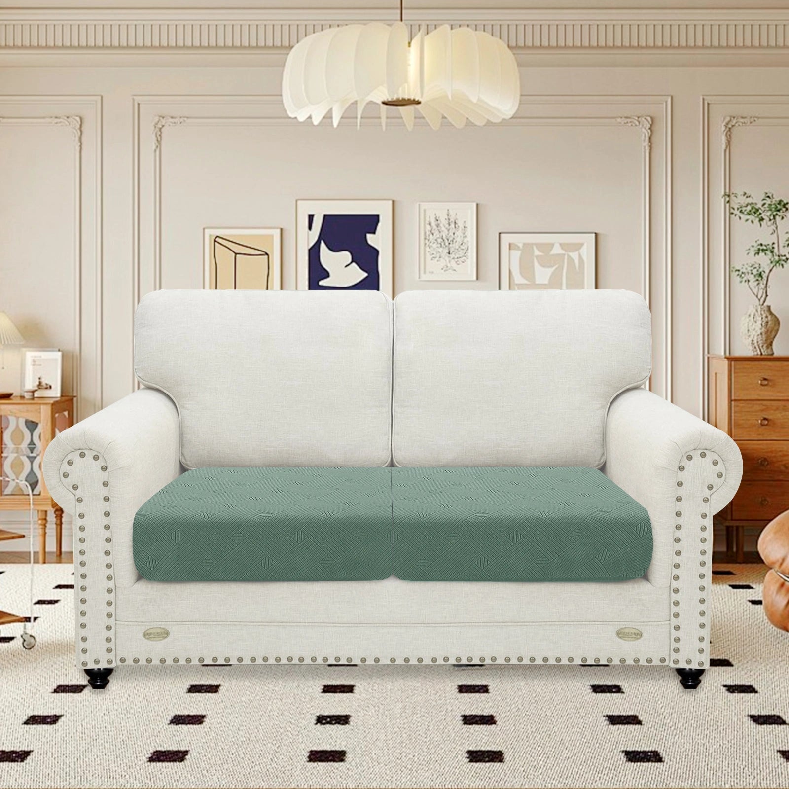 YSTYLE Sofá 2 Piezas Manta de Asiento – Ajuste Elástico, Antideslizante, Patrón Geométrico, Uso Universal, Protección Total - Patrón Entrelazado