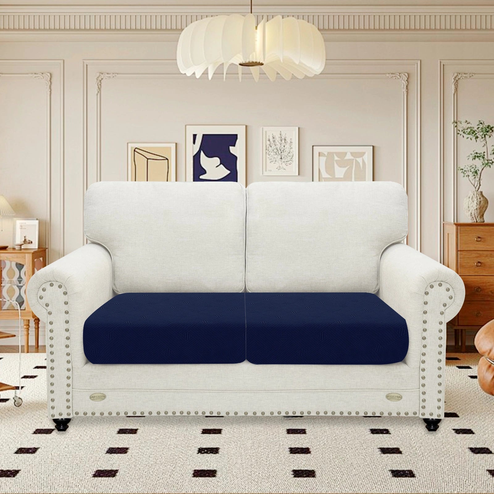 YSTYLE Sofa 2 Pieces Cushion Cover – Stretch Fit, Anti-Slip, Geometric Pattern, Universal Use, Full Protection-Intertwined Pattern