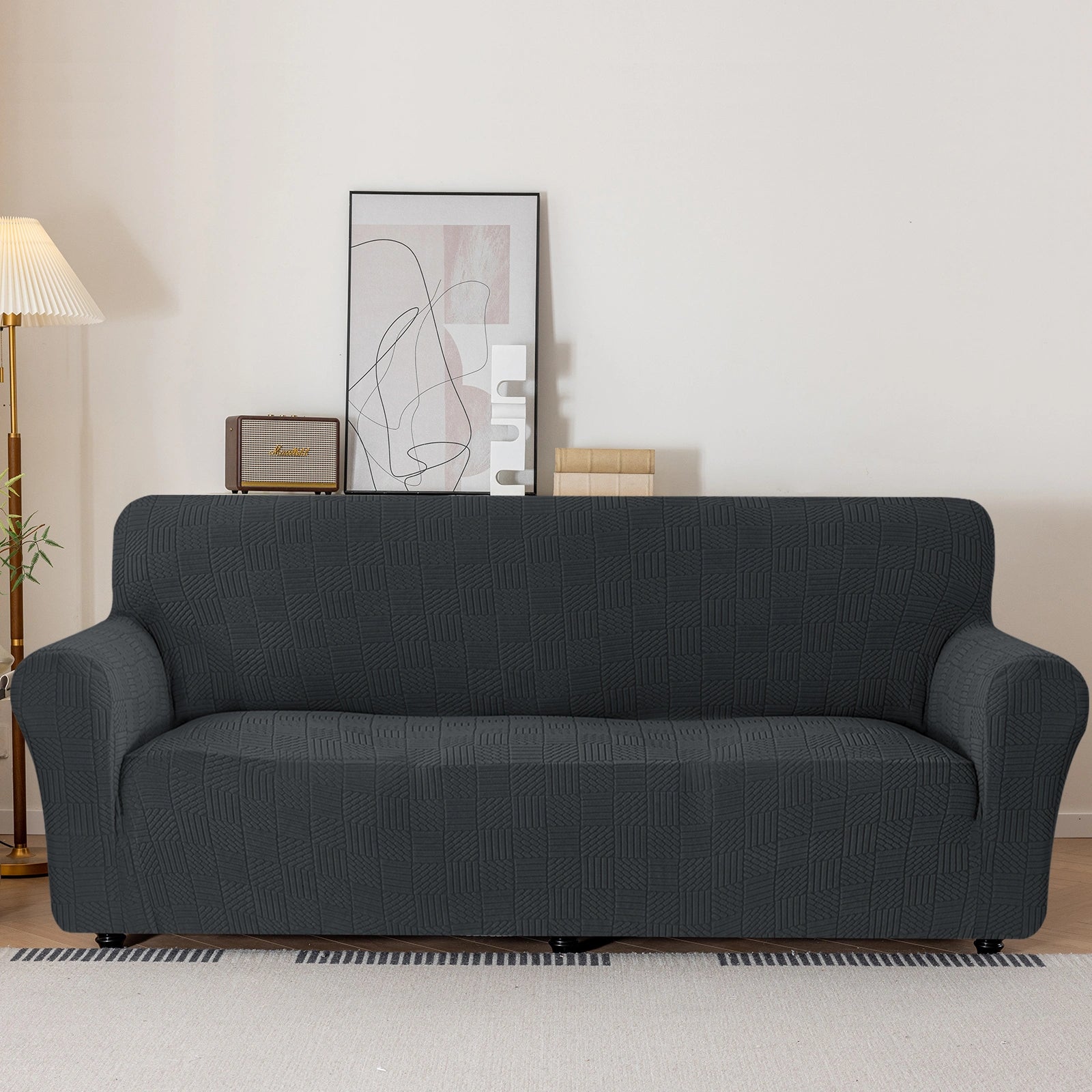 YSTYLE Cubierta de Sofá para 2 Personas – Ajuste Elástico, Antideslizante, Amigable con Mascotas, Diseño Moderno, Lavable - Cinco Líneas 