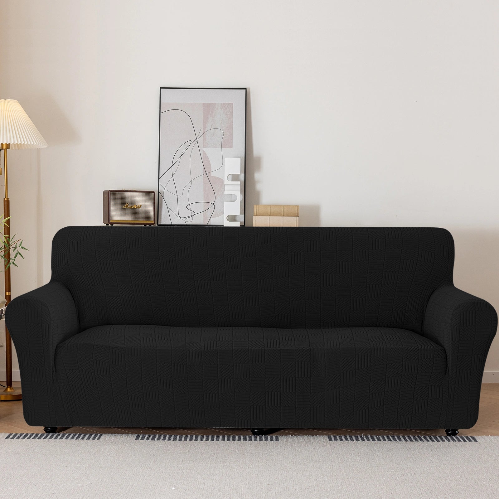 YSTYLE Cubierta de Sofá para 2 Personas – Ajuste Elástico, Antideslizante, Amigable con Mascotas, Diseño Moderno, Lavable - Cinco Líneas 