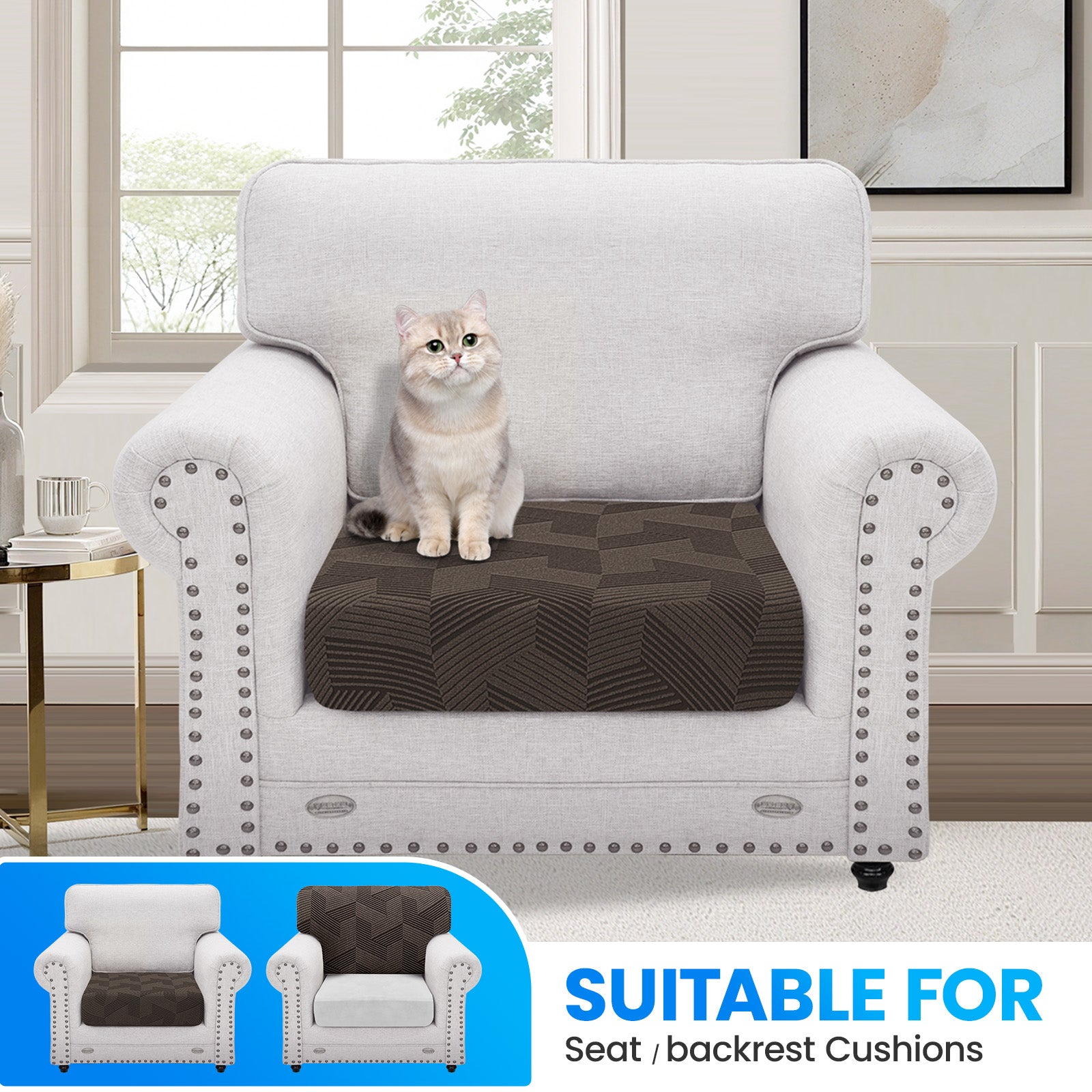 Ystyle 1 Piece-Large Elastic Sofa Seat Cover, Universal Living Room Cushion Cover, Separate Sofa Cushion Slipcovers, Non-Slip, Stain-Resistant, Super Soft & Washable