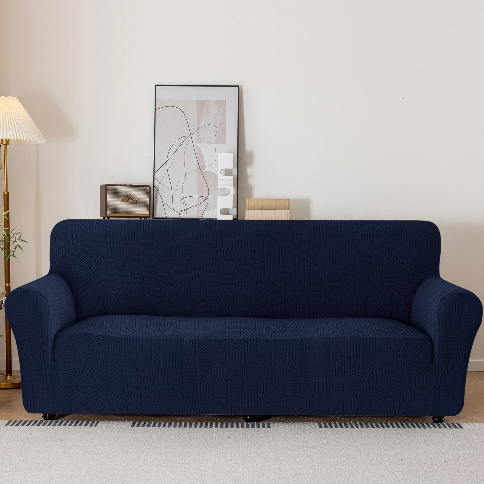 YSTYLE Cubierta de Sofá para 4 Personas – Ajuste Elástico, Antideslizante, Amigable con Mascotas, Diseño Moderno, Lavable - Cinco Líneas 