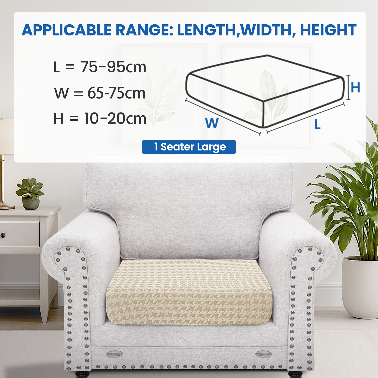 Ystyle Large 1-Seat Elastic Sofa Cushion Cover Set, Universal Stretch Sofa Seat & Back Cushion Slipcovers