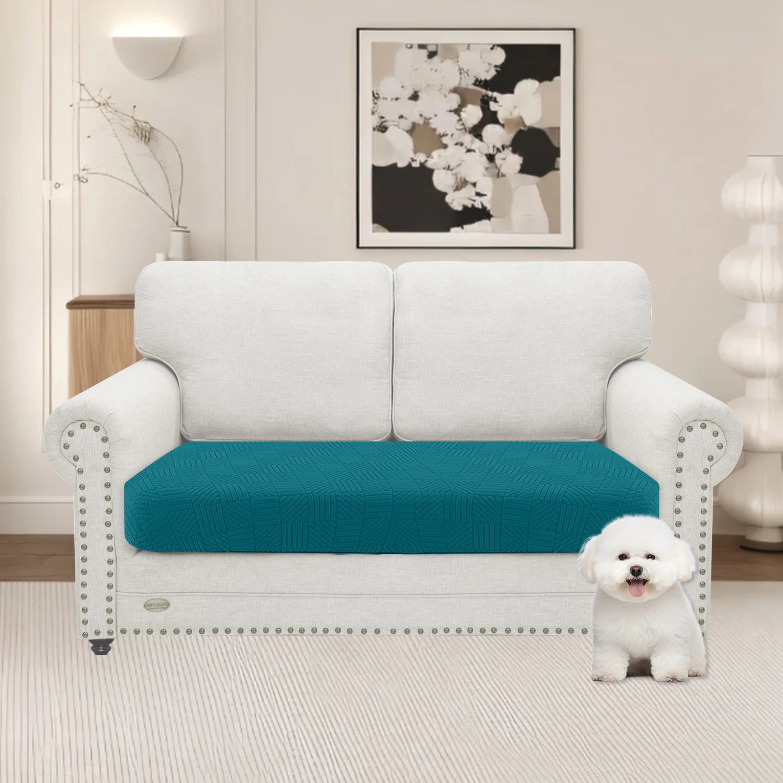 YSYLE 2 Asiento Sofá Funda de Cojín – Ajuste Elástico, Base Elástica, Uso Universal, Antideslizante, Protección Total - Cinco Líneas