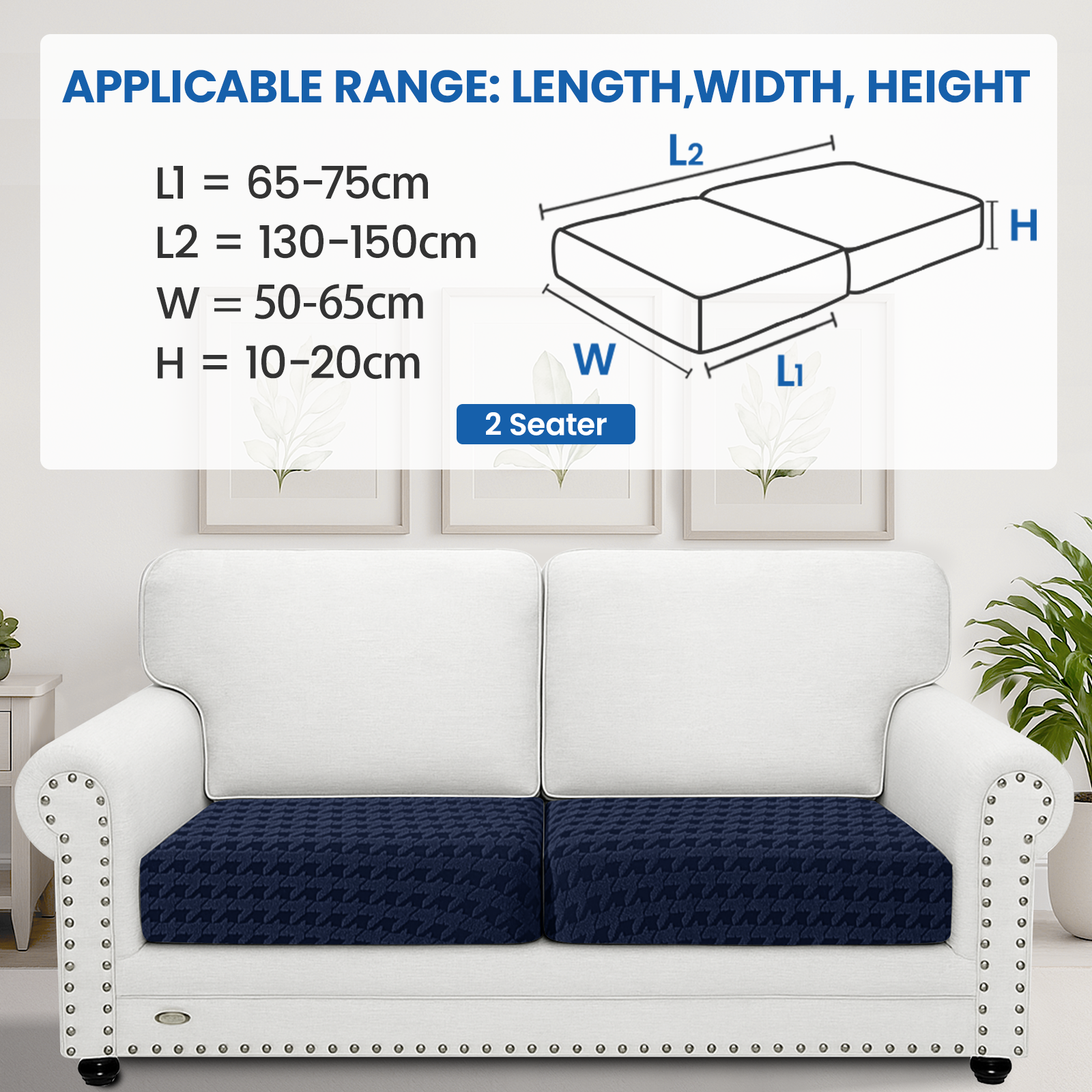 Ystyle 2-Piece Set Sofa Seat Covers, 1-Seat, Elastic & Universal Sofa Cushion Covers