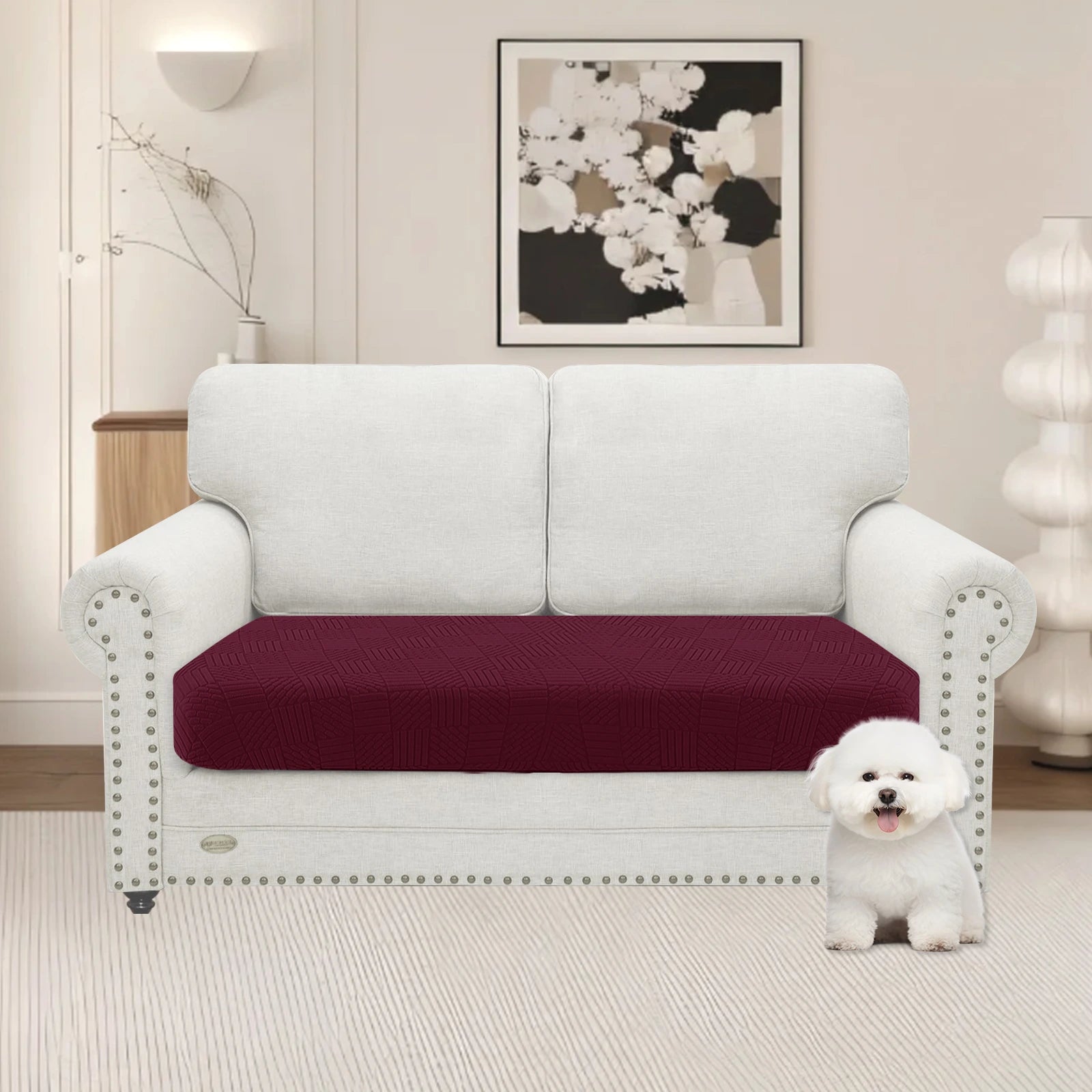 YSYLE 2 Asiento Sofá Funda de Cojín – Ajuste Elástico, Base Elástica, Uso Universal, Antideslizante, Protección Total - Cinco Líneas