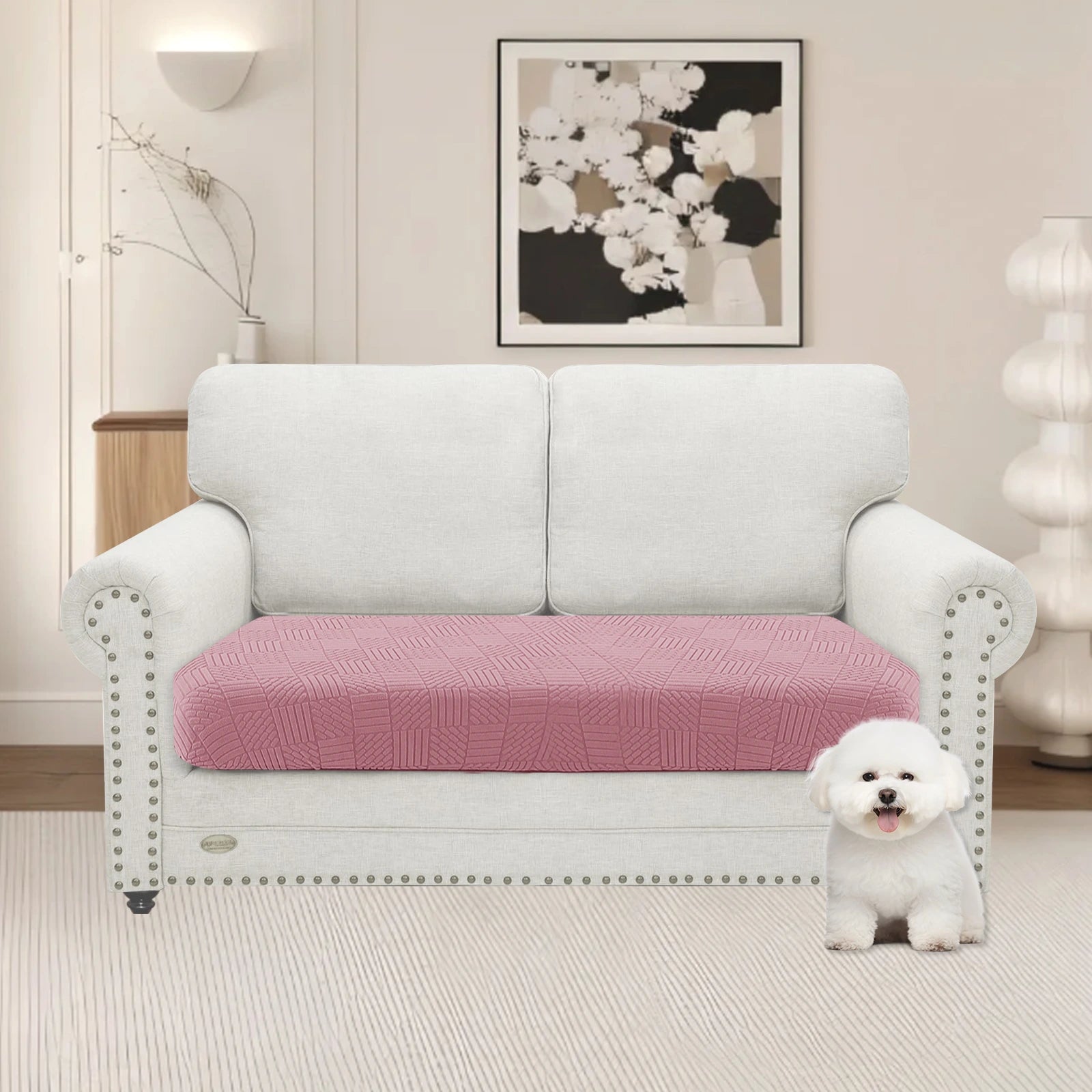 YSYLE 2 Asiento Sofá Funda de Cojín – Ajuste Elástico, Base Elástica, Uso Universal, Antideslizante, Protección Total - Cinco Líneas