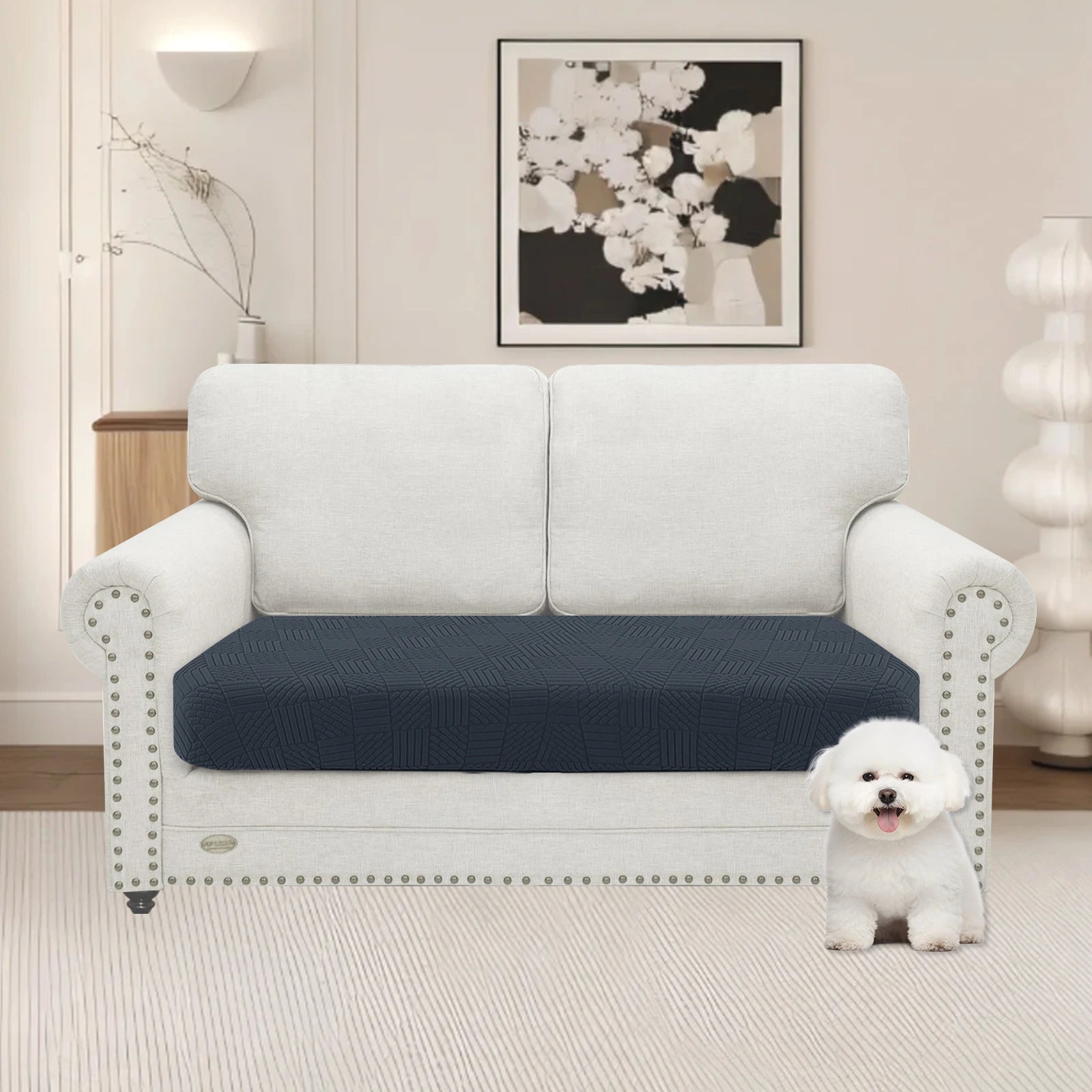 YSYLE 2 Asiento Sofá Funda de Cojín – Ajuste Elástico, Base Elástica, Uso Universal, Antideslizante, Protección Total - Cinco Líneas