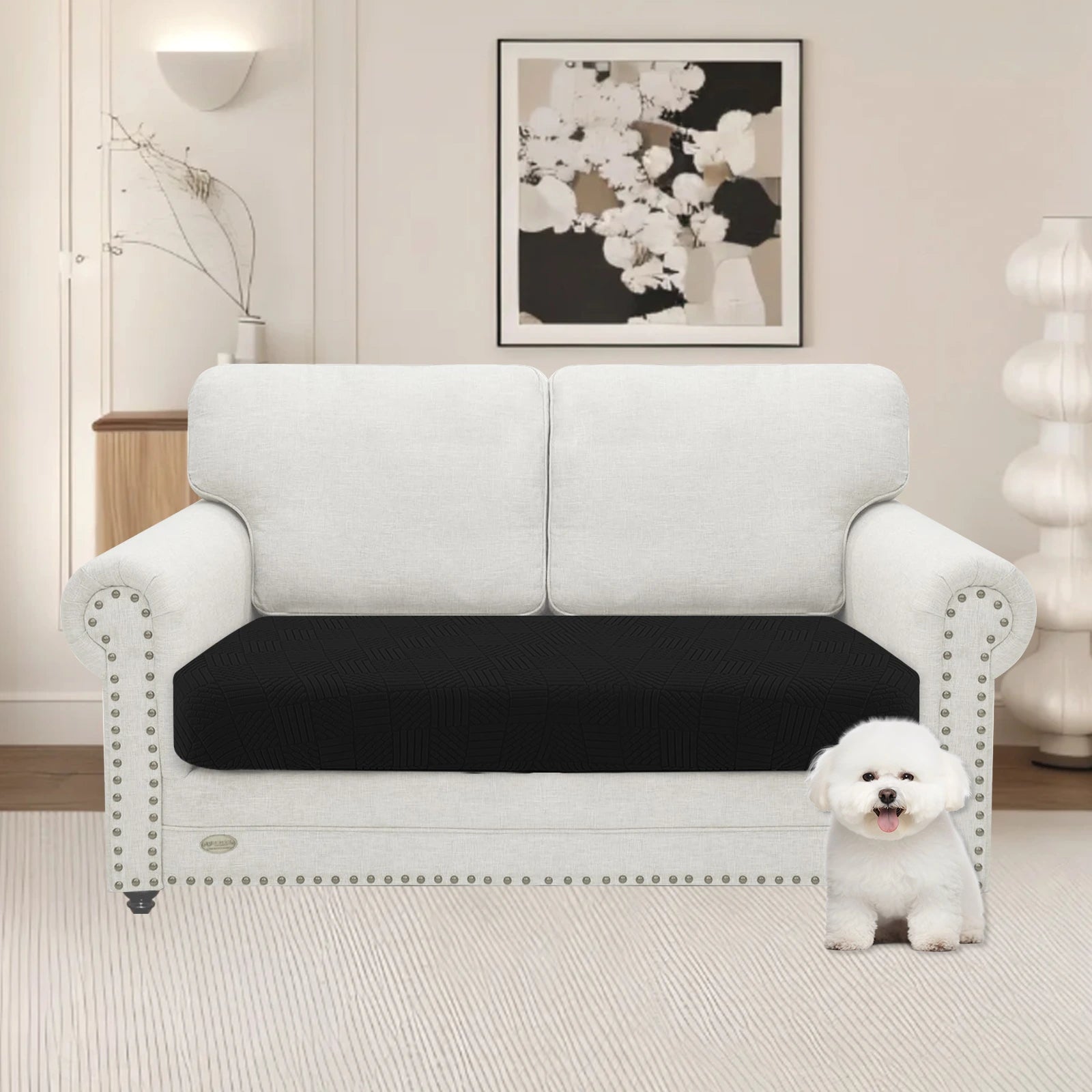 YSYLE 2 Asiento Sofá Funda de Cojín – Ajuste Elástico, Base Elástica, Uso Universal, Antideslizante, Protección Total - Cinco Líneas