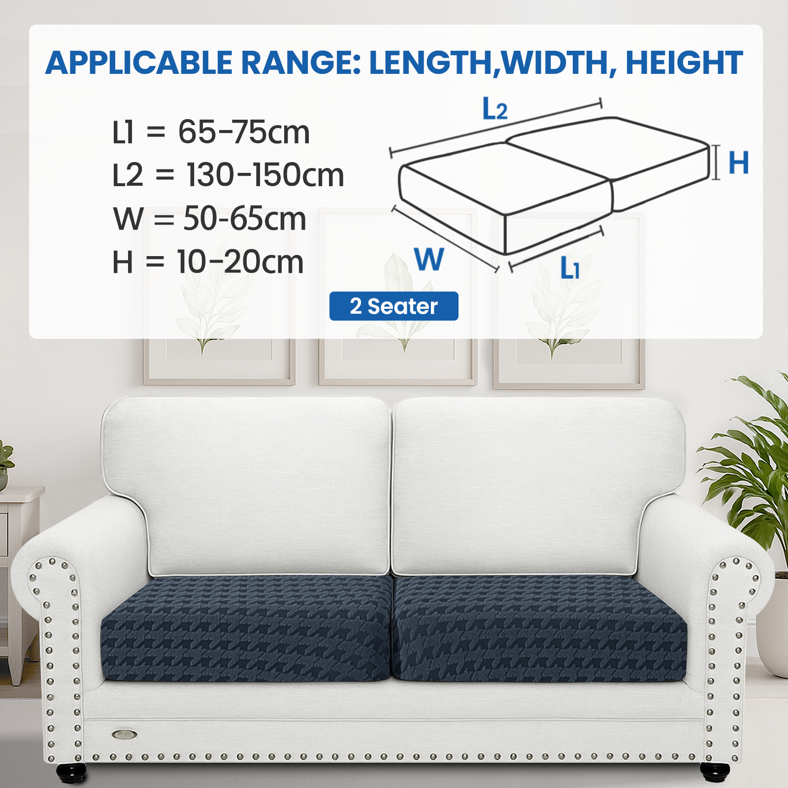 Ystyle 2-Piece Set Sofa Seat Covers, 1-Seat, Elastic & Universal Sofa Cushion Covers