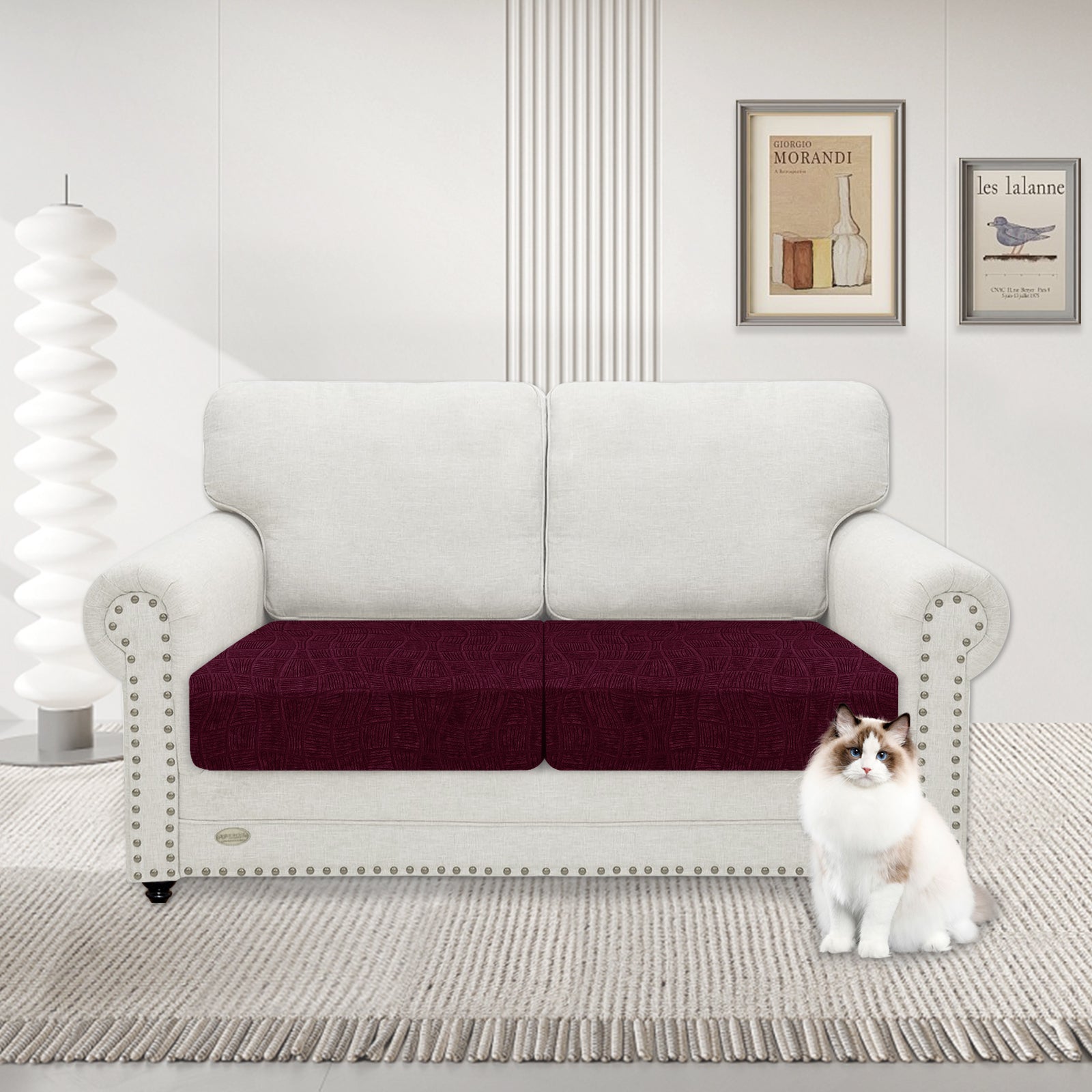 YSTYLE 2 Pieces Waterproof Stretch Sofa Seat Cover 1 Seater Geometric-YSTYLE