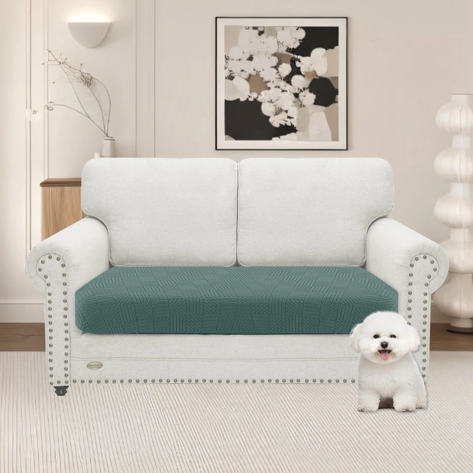 YSYLE 2 Asiento Sofá Funda de Cojín – Ajuste Elástico, Base Elástica, Uso Universal, Antideslizante, Protección Total - Cinco Líneas
