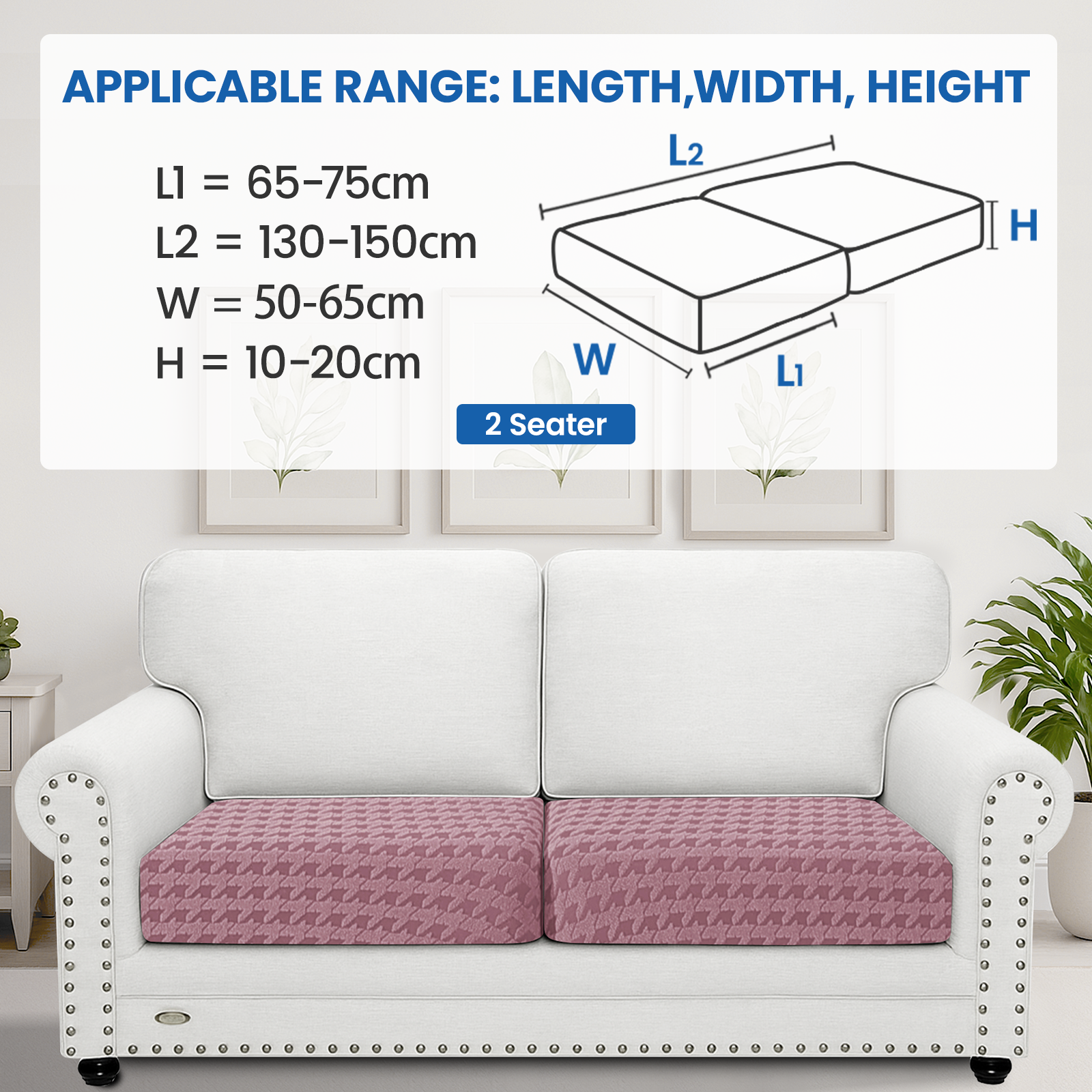 Ystyle 2-Piece Set Sofa Seat Covers, 1-Seat, Elastic & Universal Sofa Cushion Covers