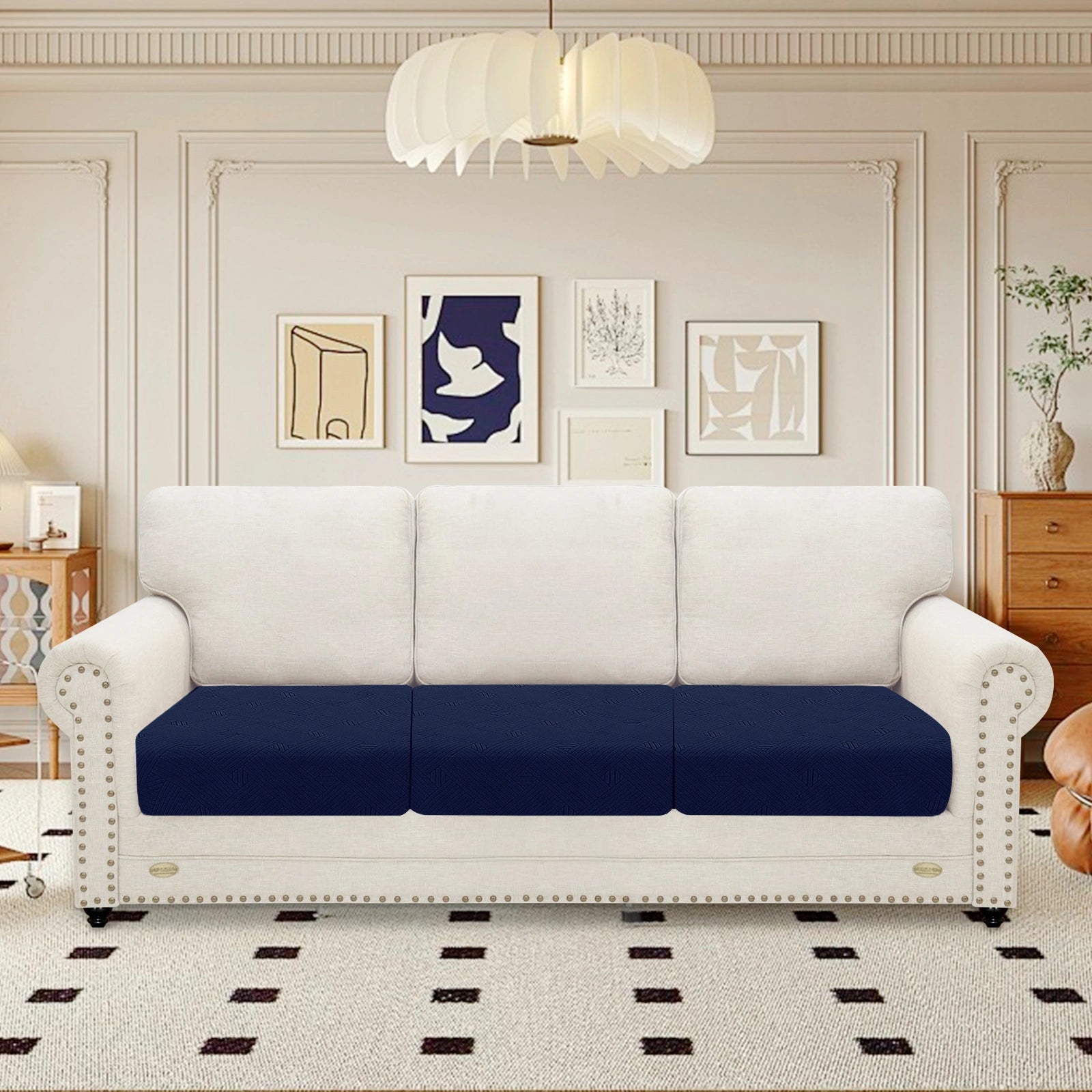 YSTYLE Sofá 3 Piezas Manta de Asiento – Ajuste Elástico, Antideslizante, Patrón Geométrico, Uso Universal, Protección Total - Patrón Entrelazado