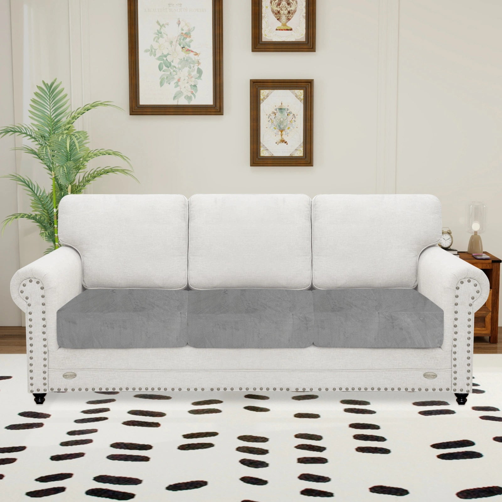 YSTYLE 3 Pieces Velvet Stretch Sofa Seat Cover 1 Seater Anti Slip-YSTYLE