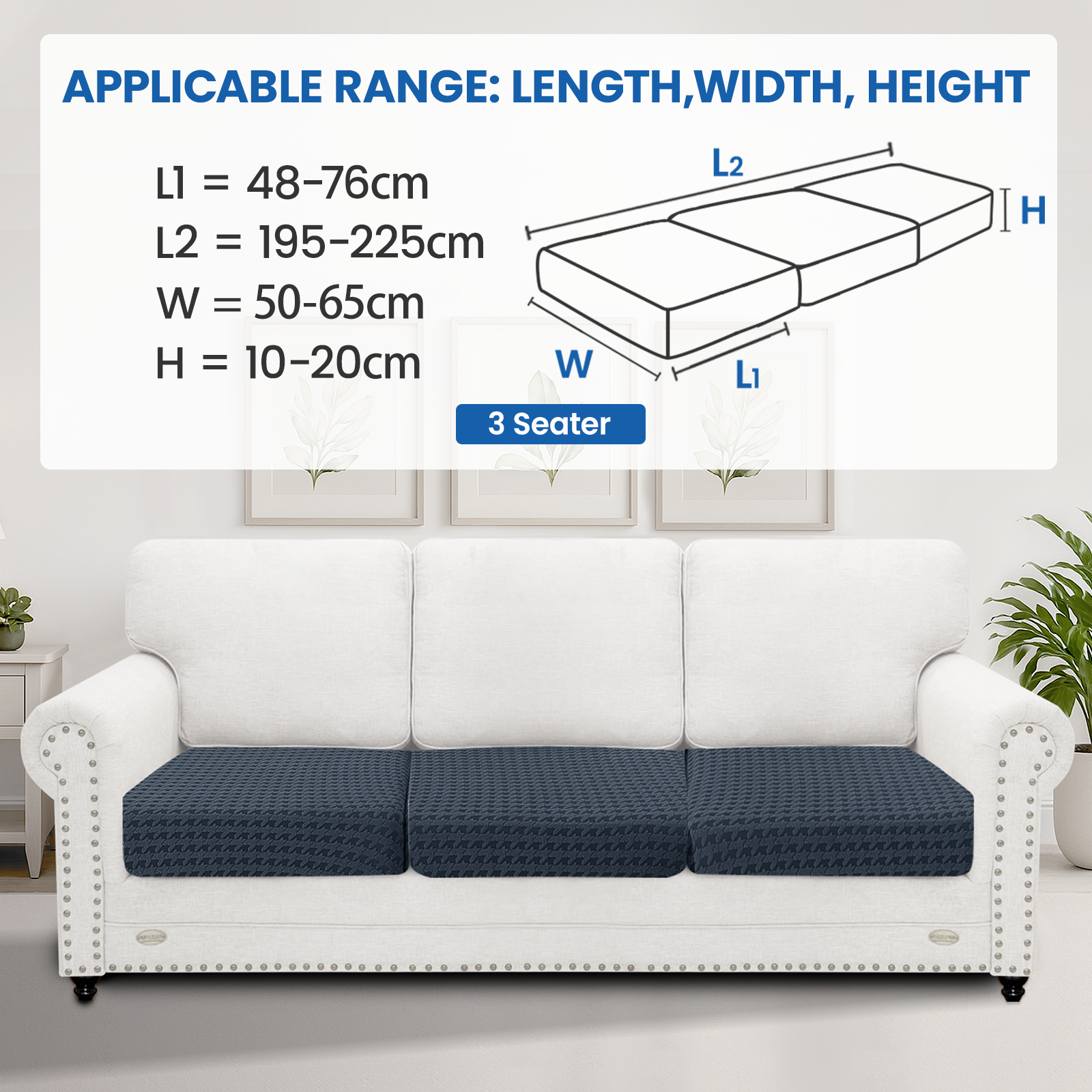 Ystyle 3-Piece Set Sofa Seat Covers, 1-Seat, Elastic & Universal Sofa Cushion Covers