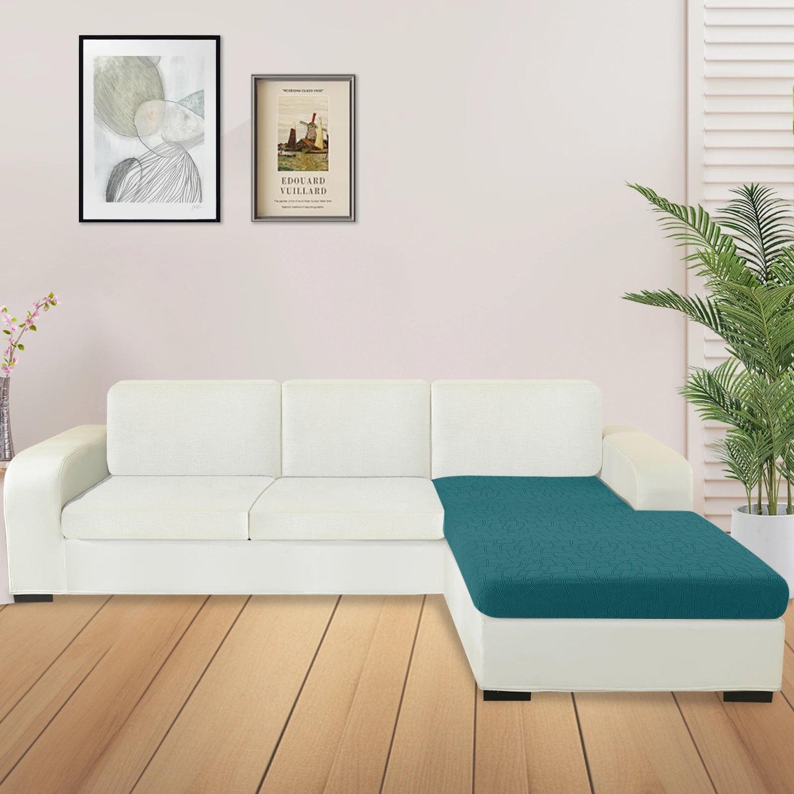 Manta para asiento de sofá en forma de L YSTYLE – Ajuste elástico, Antideslizante, Diseño geométrico, Uso universal, Puede lavarse