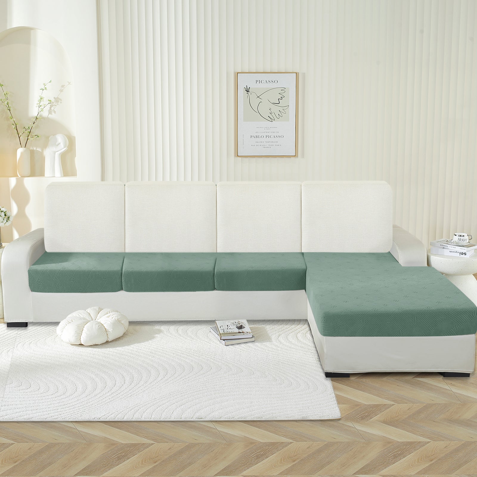 Funda para el asiento de la chaise lounge YSTYLE – Ajuste elástico, Antideslizante, Patrón geométrico, Uso universal, Protección completa - Patrón entrelazado