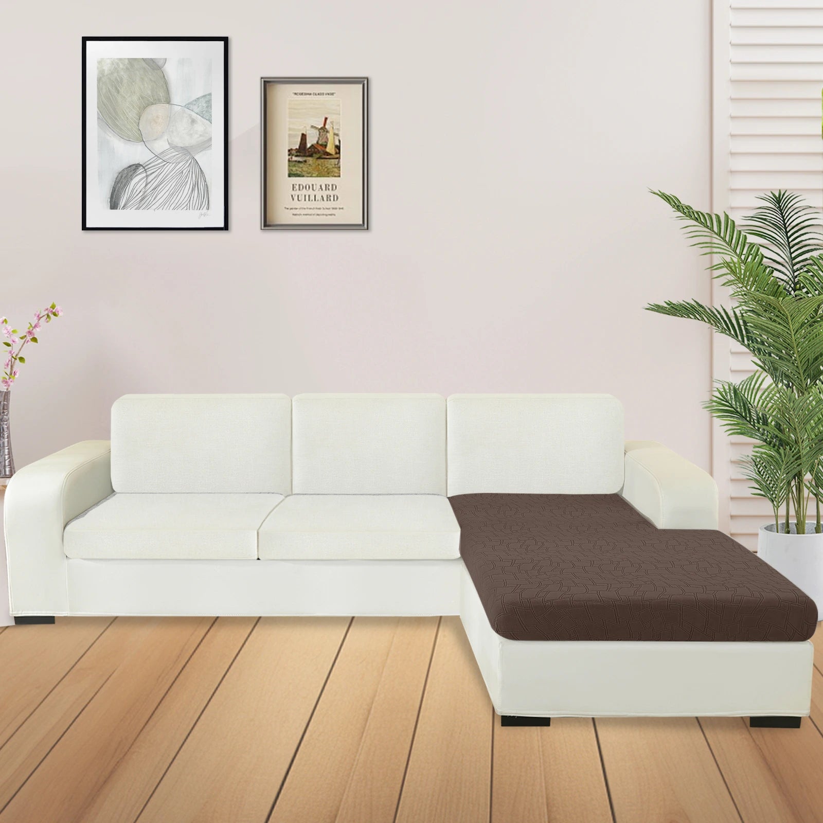 Manta para asiento de sofá en forma de L YSTYLE – Ajuste elástico, Antideslizante, Diseño geométrico, Uso universal, Puede lavarse