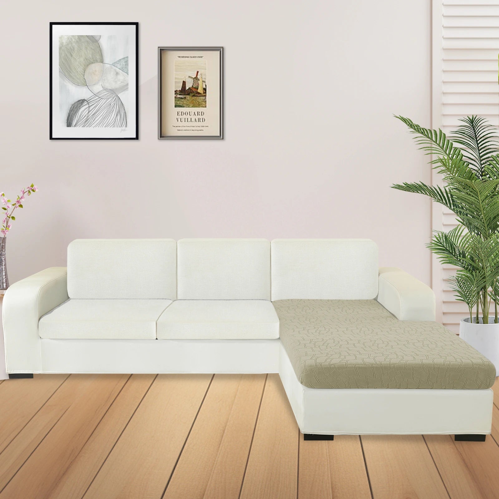 Manta para asiento de sofá en forma de L YSTYLE – Ajuste elástico, Antideslizante, Diseño geométrico, Uso universal, Puede lavarse