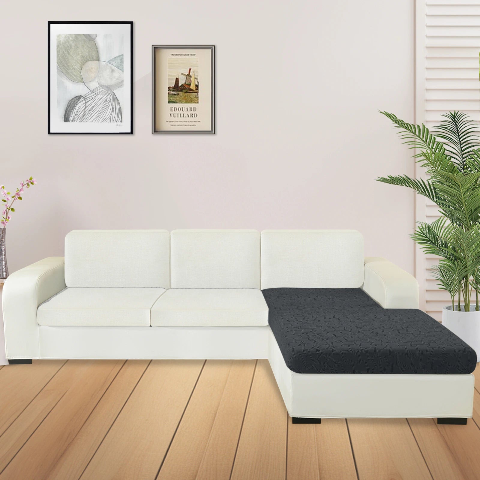 Manta para asiento de sofá en forma de L YSTYLE – Ajuste elástico, Antideslizante, Diseño geométrico, Uso universal, Puede lavarse