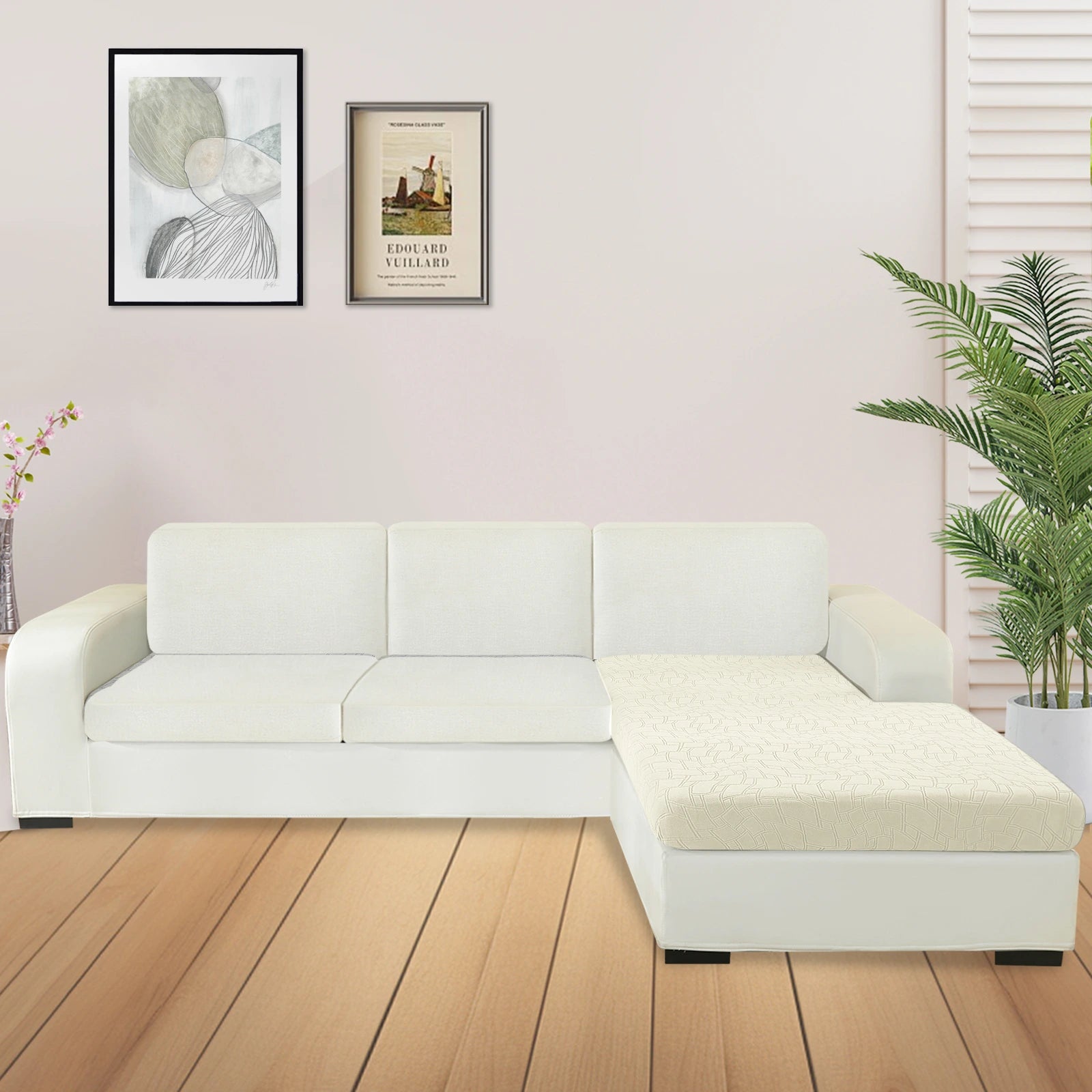Manta para asiento de sofá en forma de L YSTYLE – Ajuste elástico, Antideslizante, Diseño geométrico, Uso universal, Puede lavarse