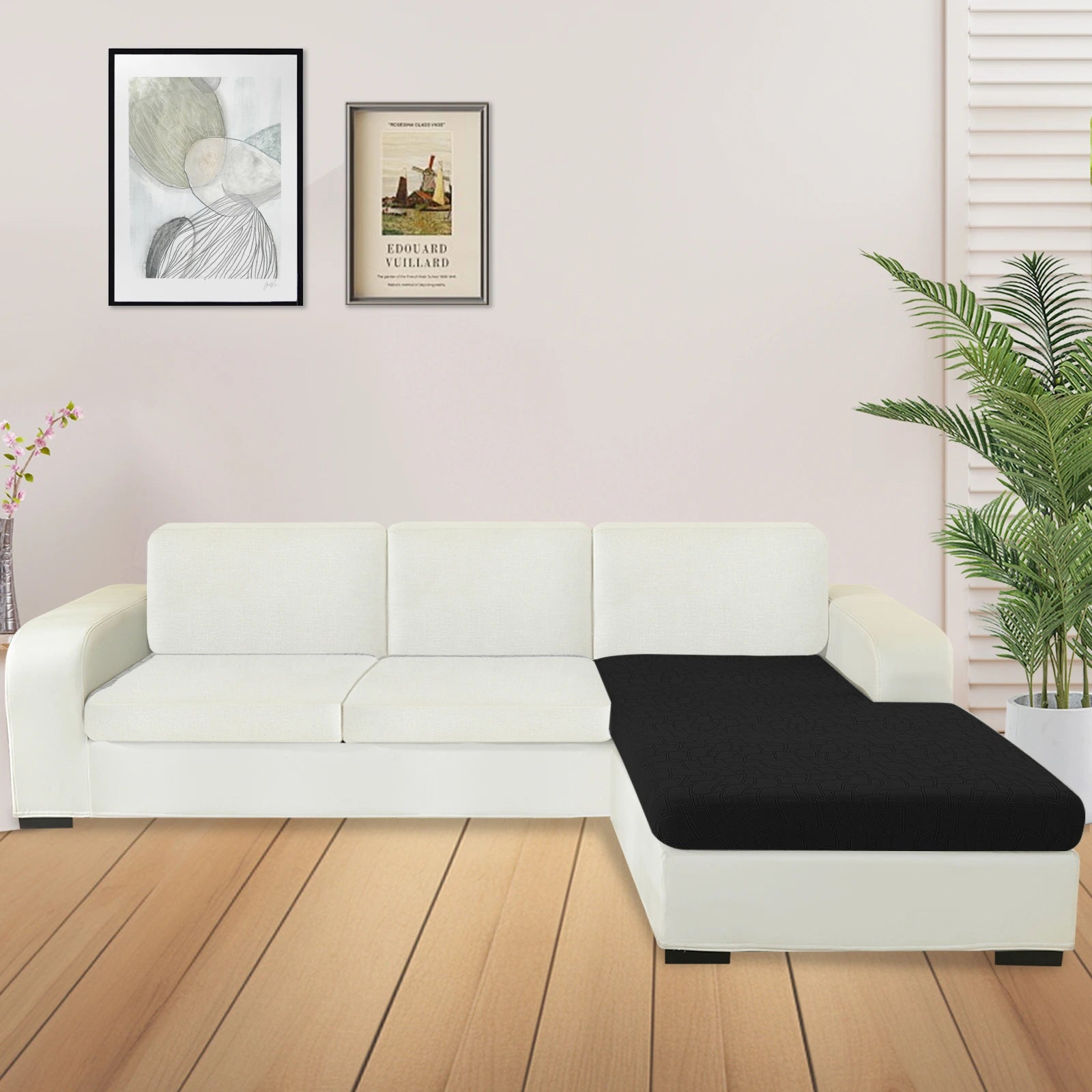 Manta para asiento de sofá en forma de L YSTYLE – Ajuste elástico, Antideslizante, Diseño geométrico, Uso universal, Puede lavarse