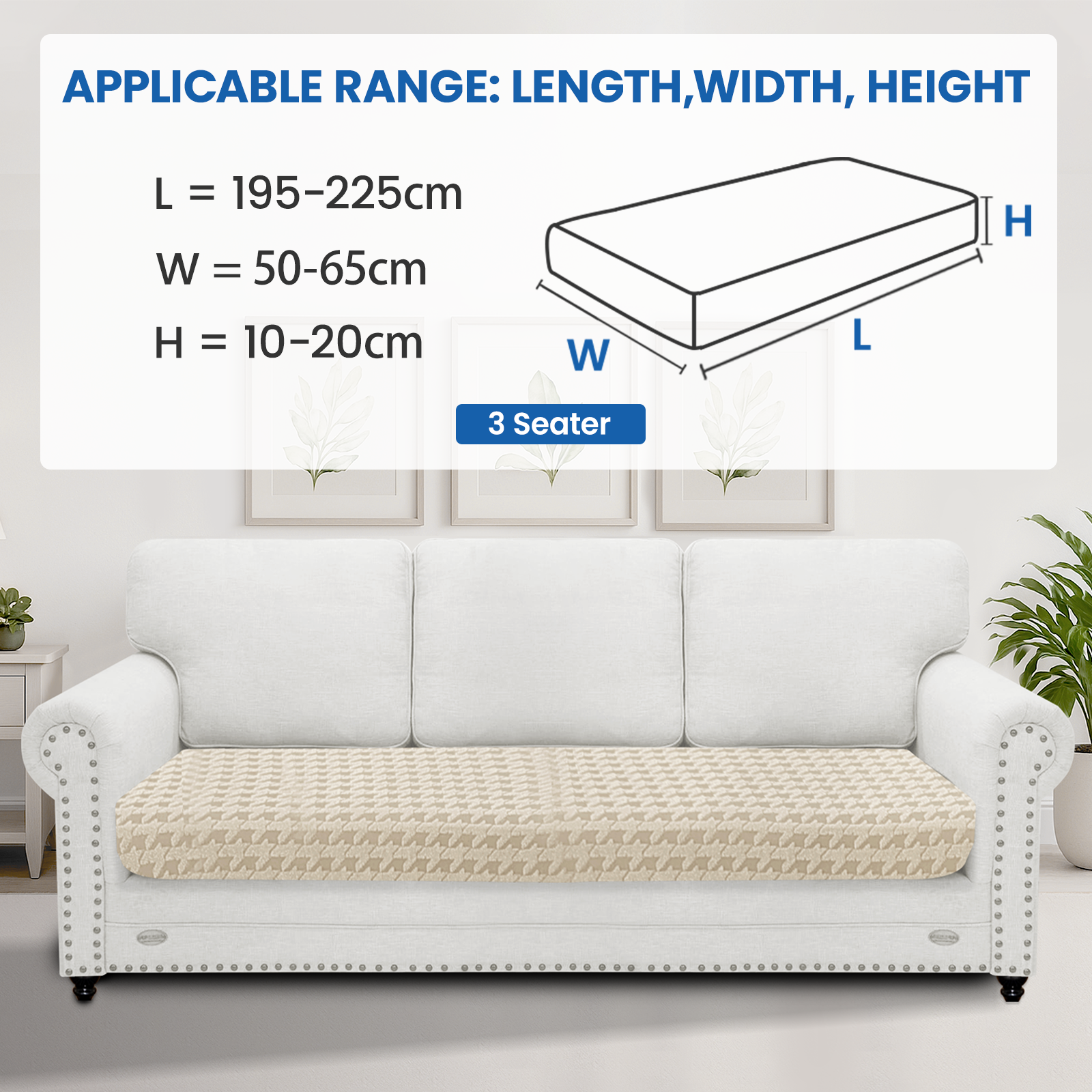 Ystyle 3-Seat Elastic Universal Sofa Seat Cushion Covers, Non-Slip Washable & Super Soft Slipcovers