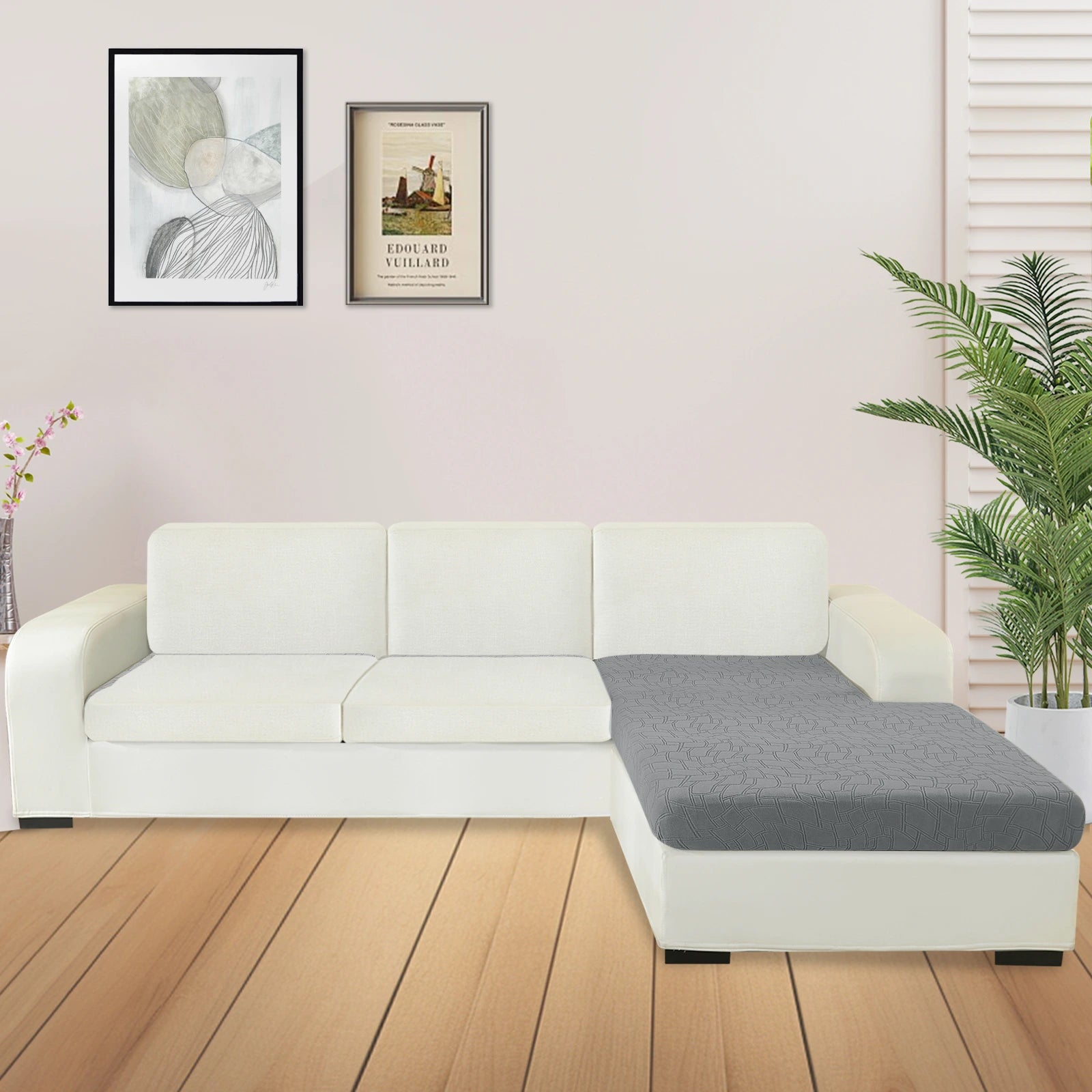 Manta para asiento de sofá en forma de L YSTYLE – Ajuste elástico, Antideslizante, Diseño geométrico, Uso universal, Puede lavarse