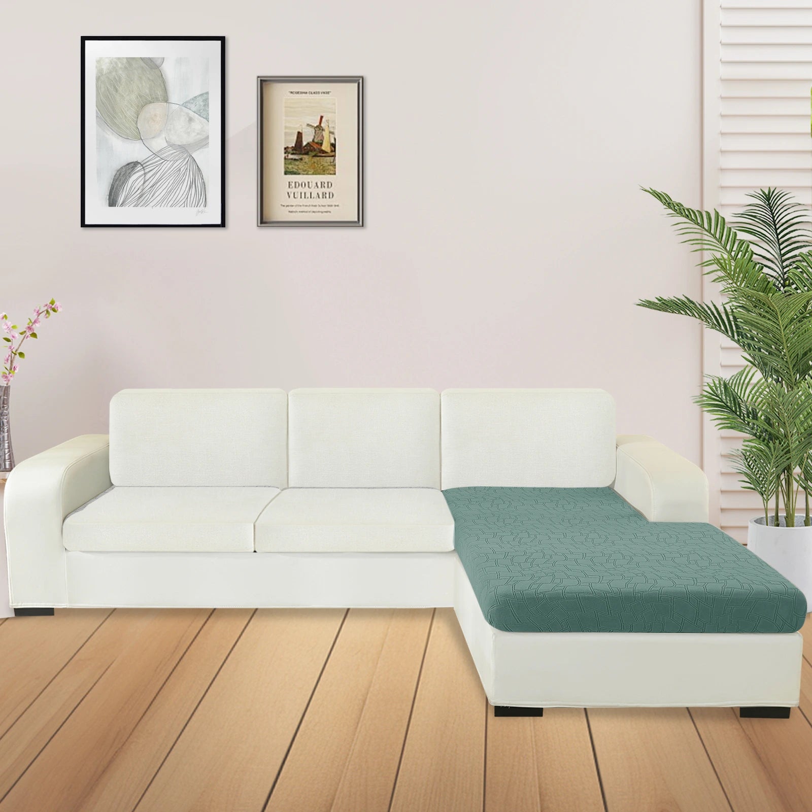 Manta para asiento de sofá en forma de L YSTYLE – Ajuste elástico, Antideslizante, Diseño geométrico, Uso universal, Puede lavarse