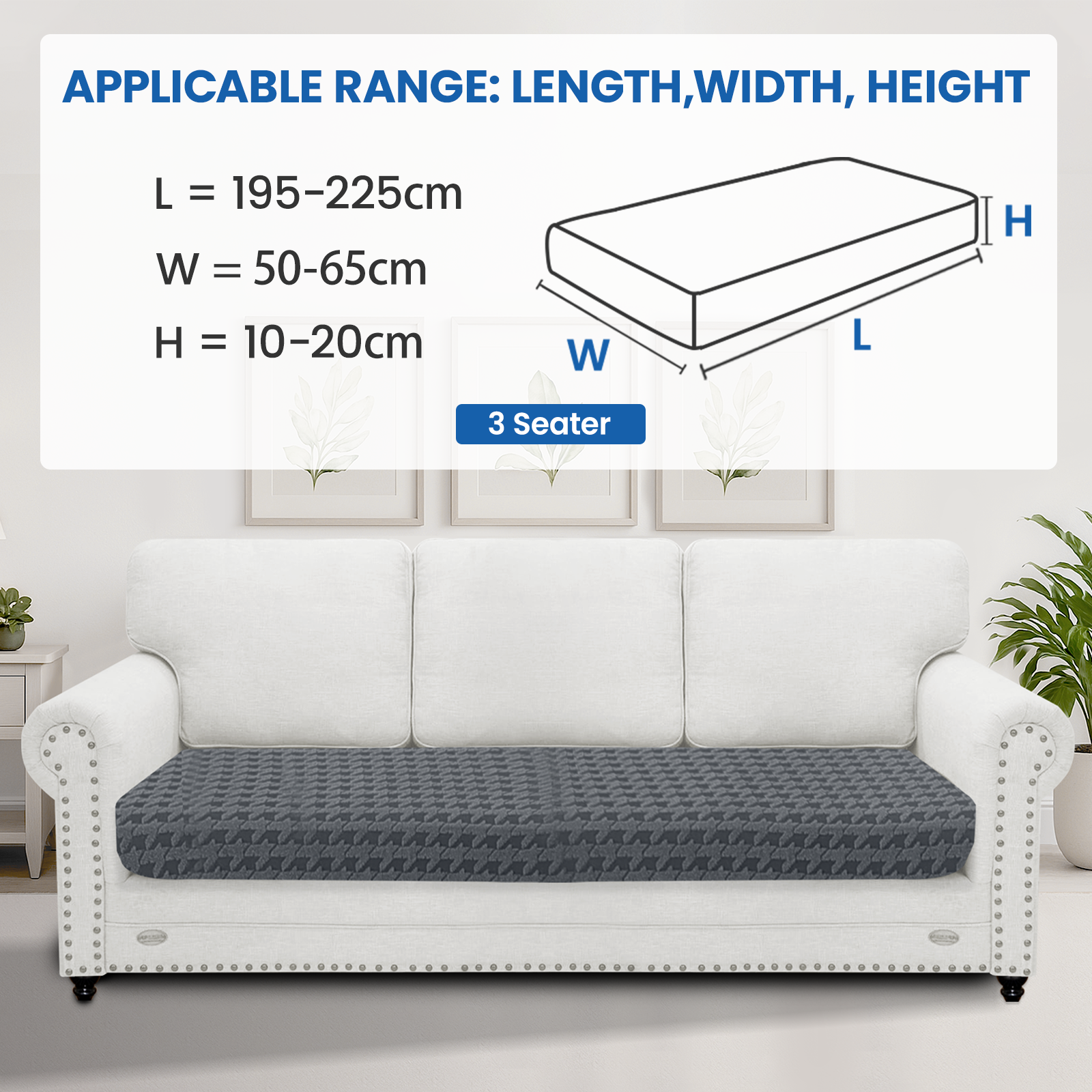 Ystyle 3-Seat Elastic Universal Sofa Seat Cushion Covers, Non-Slip Washable & Super Soft Slipcovers