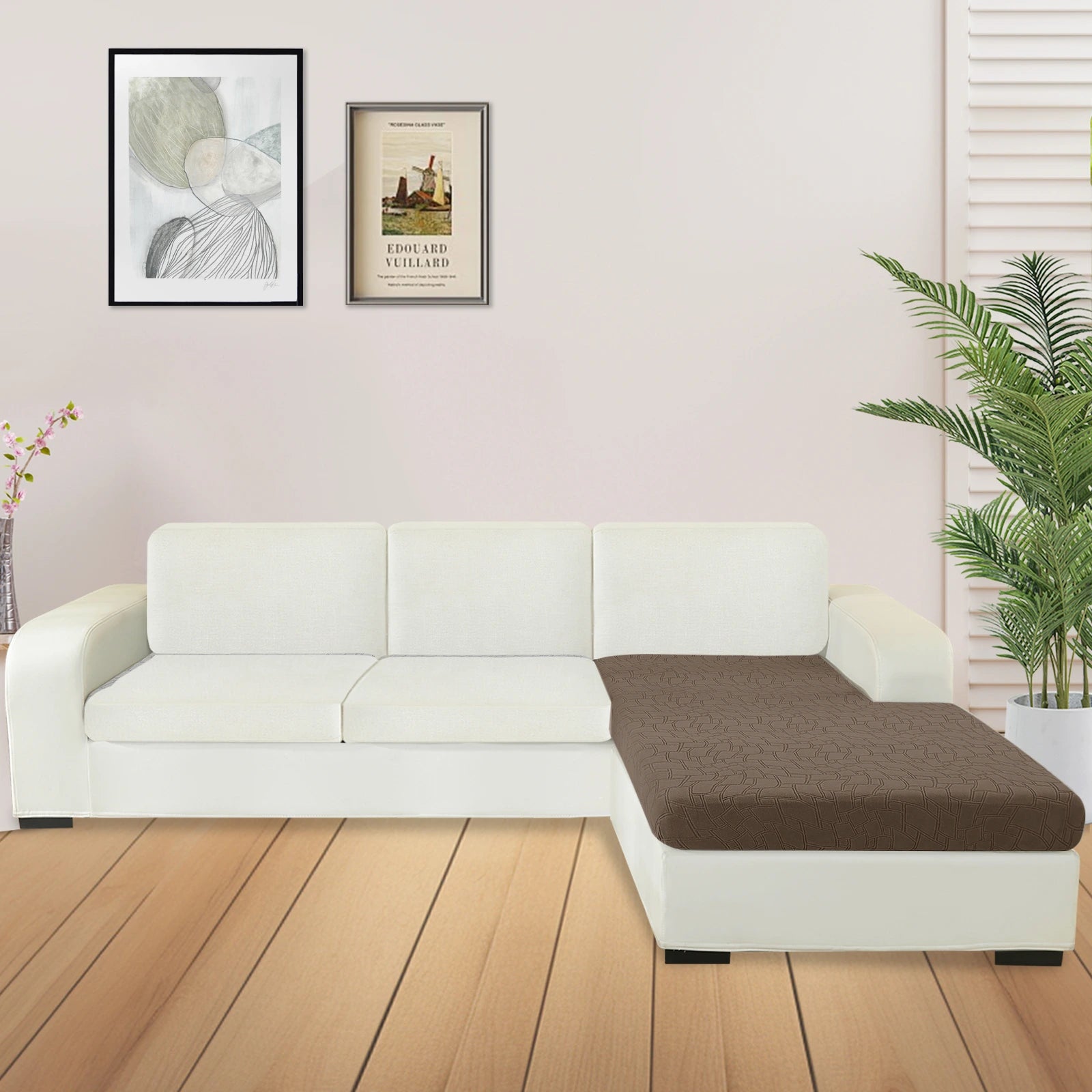 Manta para asiento de sofá en forma de L YSTYLE – Ajuste elástico, Antideslizante, Diseño geométrico, Uso universal, Puede lavarse