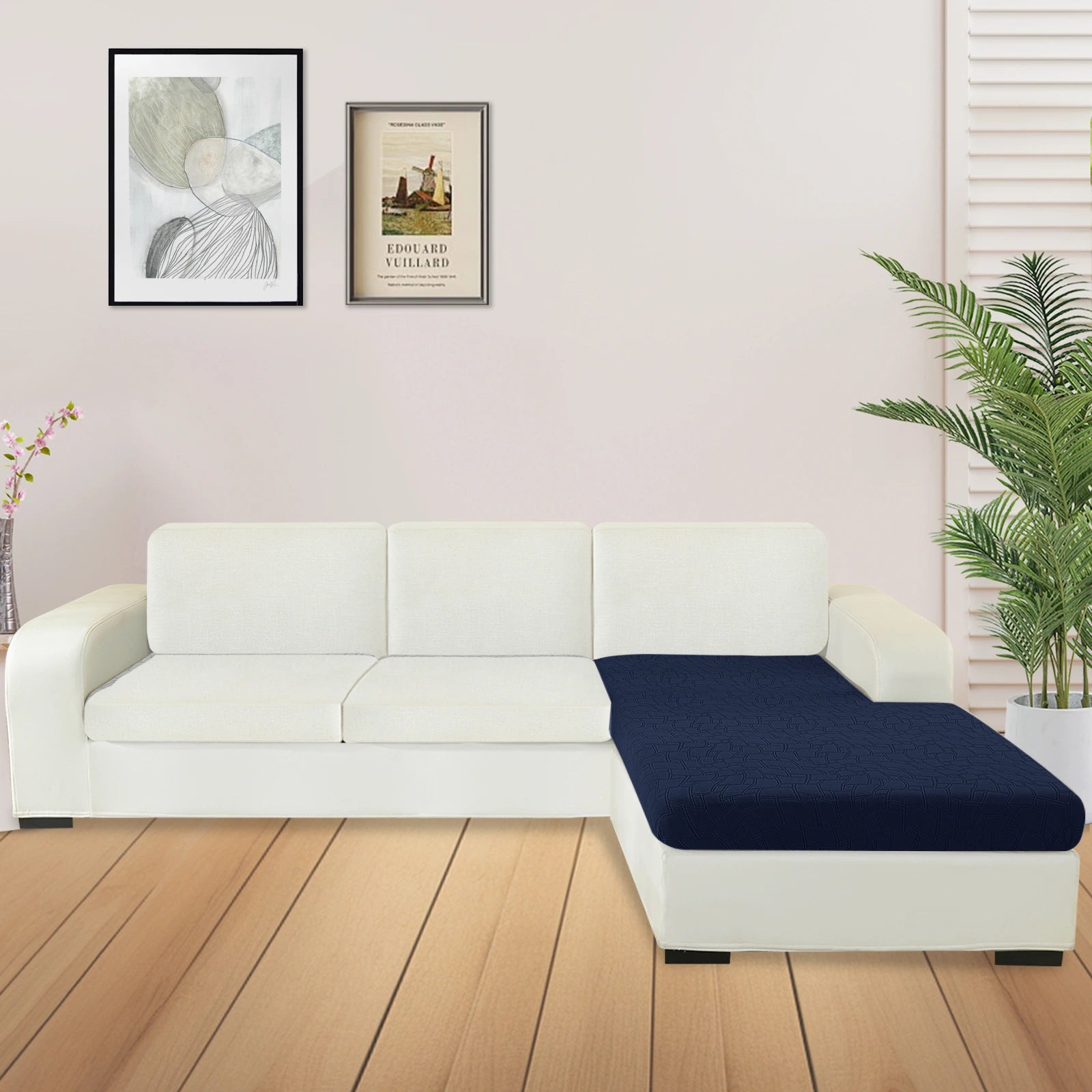 Manta para asiento de sofá en forma de L YSTYLE – Ajuste elástico, Antideslizante, Diseño geométrico, Uso universal, Puede lavarse