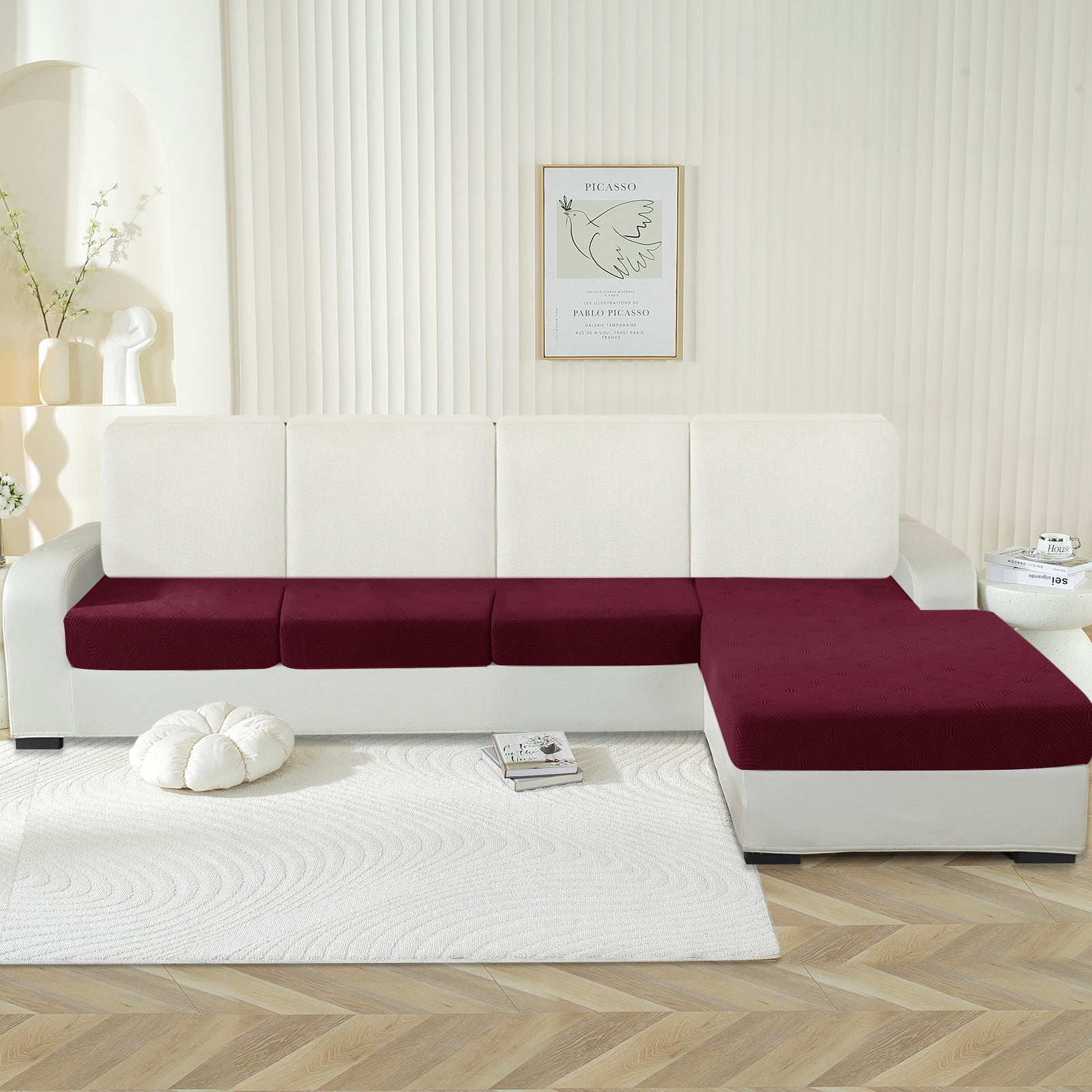 Funda para el asiento de la chaise lounge YSTYLE – Ajuste elástico, Antideslizante, Patrón geométrico, Uso universal, Protección completa - Patrón entrelazado