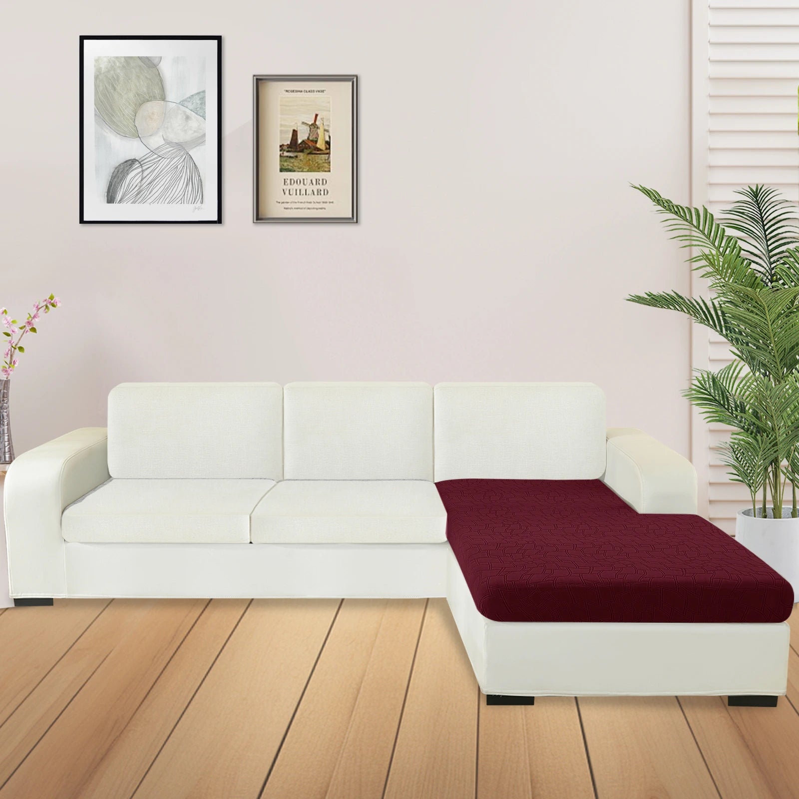 Manta para asiento de sofá en forma de L YSTYLE – Ajuste elástico, Antideslizante, Diseño geométrico, Uso universal, Puede lavarse