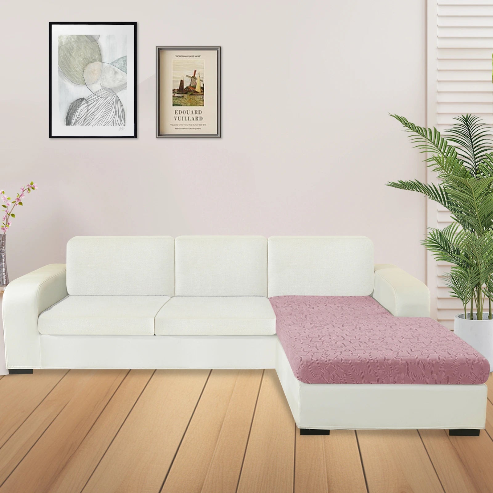 Manta para asiento de sofá en forma de L YSTYLE – Ajuste elástico, Antideslizante, Diseño geométrico, Uso universal, Puede lavarse
