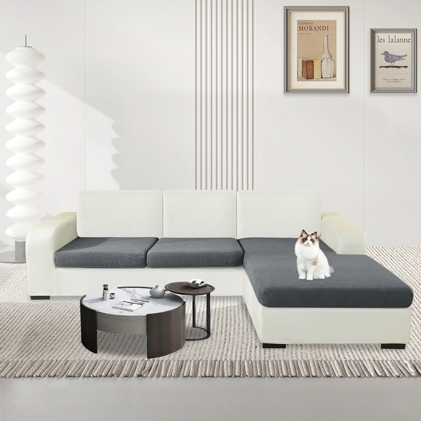 YSyle L-Tipo y 2 Lugares Cubierta de Almohada Impermeable - Ajuste elástico, Antideslizante, Elástica, Lavable, Uso Universal-Onda