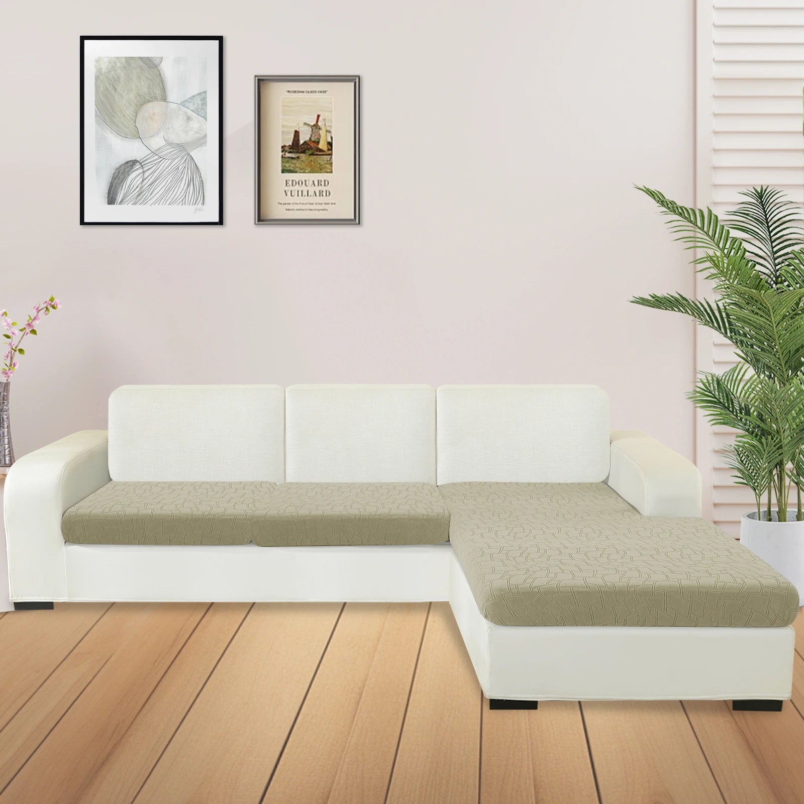 Cubierta de cojín para sofá de asiento en forma de L + 2 de YSTYLE - Ajuste elástico, Antideslizante, Diseño geométrico, Uso universal, Lavable