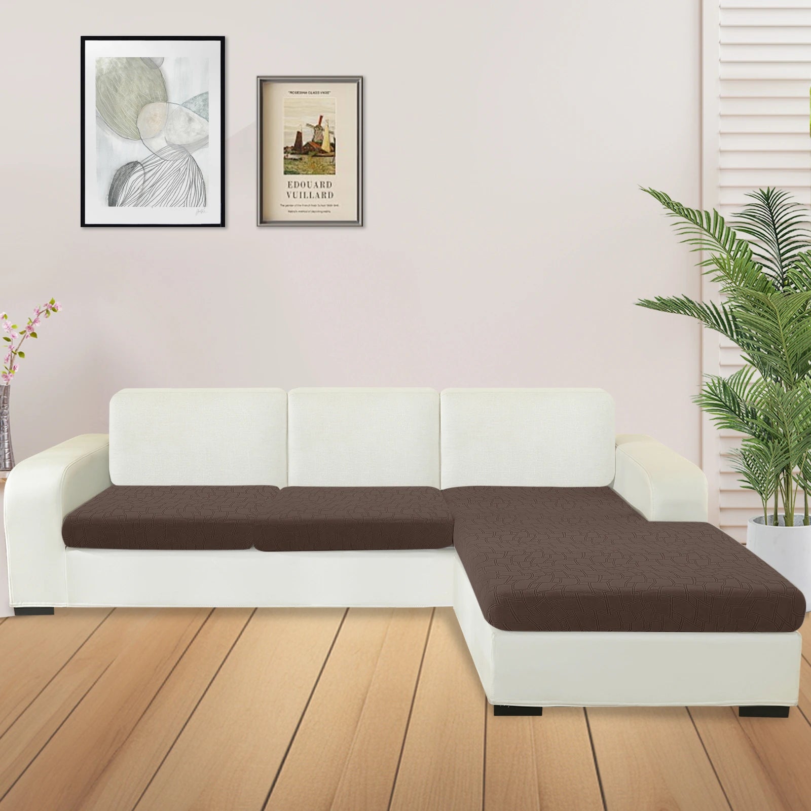Cubierta de cojín para sofá de asiento en forma de L + 2 de YSTYLE - Ajuste elástico, Antideslizante, Diseño geométrico, Uso universal, Lavable