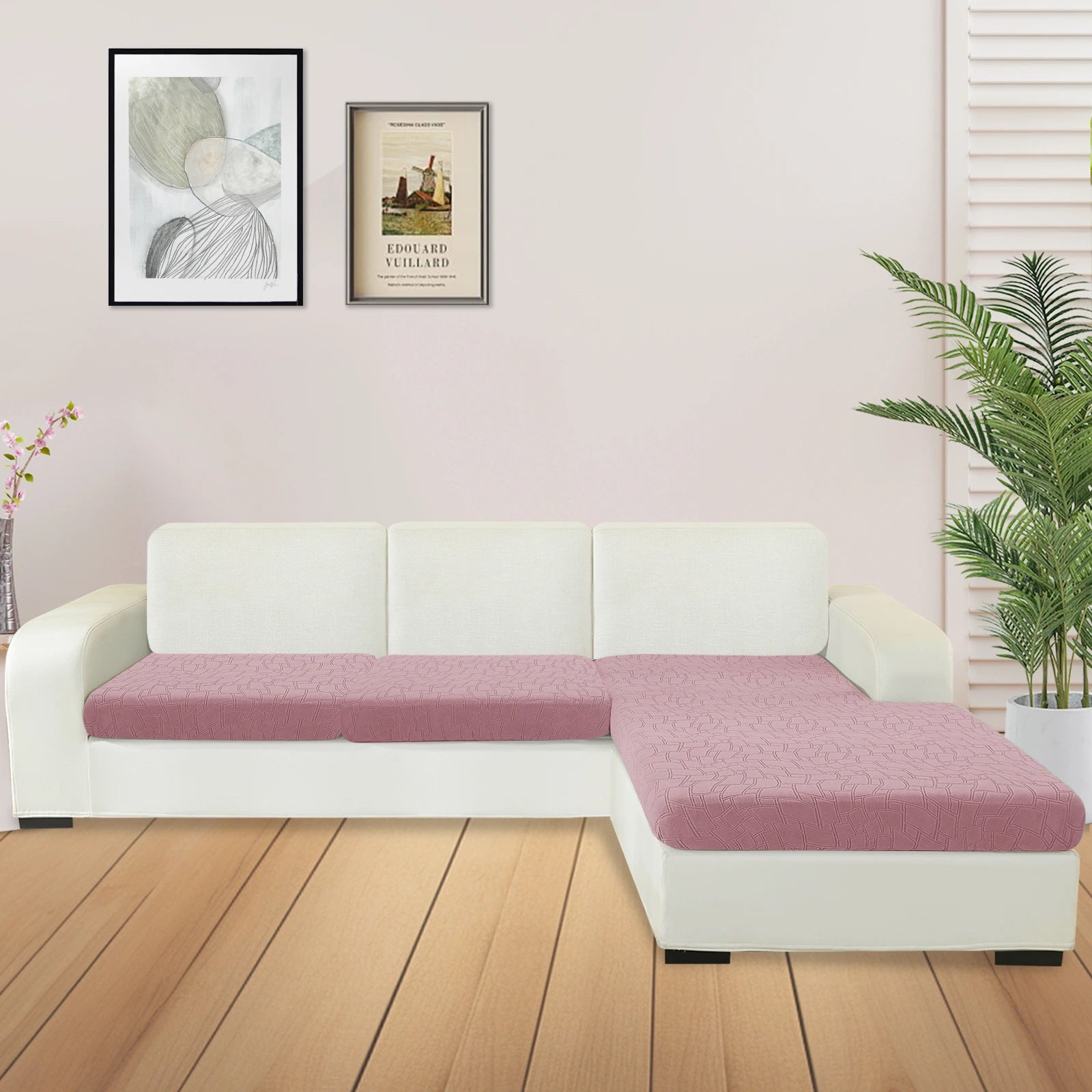 Cubierta de cojín para sofá de asiento en forma de L + 2 de YSTYLE - Ajuste elástico, Antideslizante, Diseño geométrico, Uso universal, Lavable