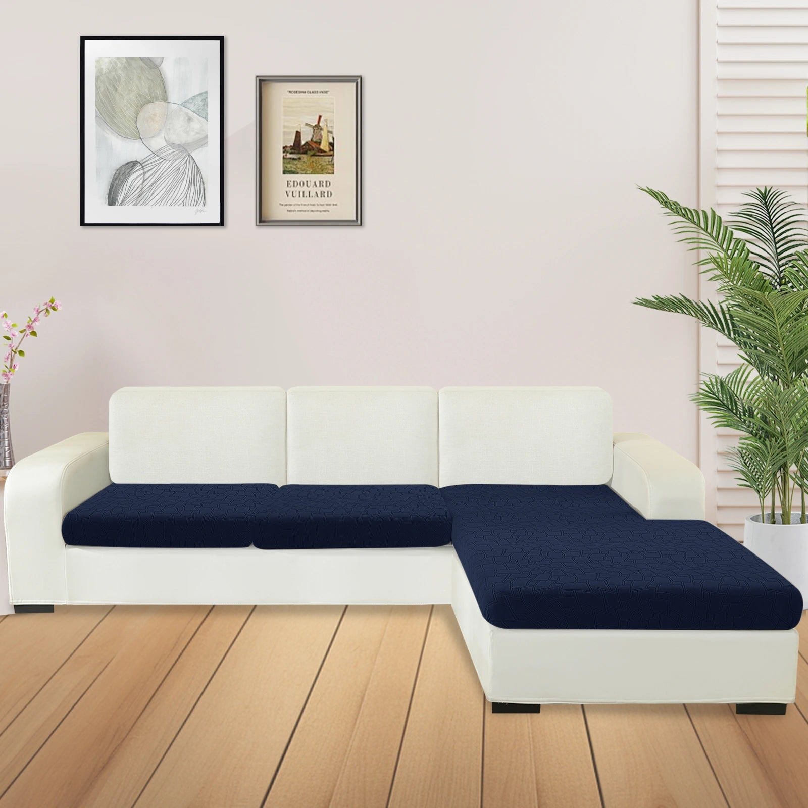 Cubierta de cojín para sofá de asiento en forma de L + 2 de YSTYLE - Ajuste elástico, Antideslizante, Diseño geométrico, Uso universal, Lavable