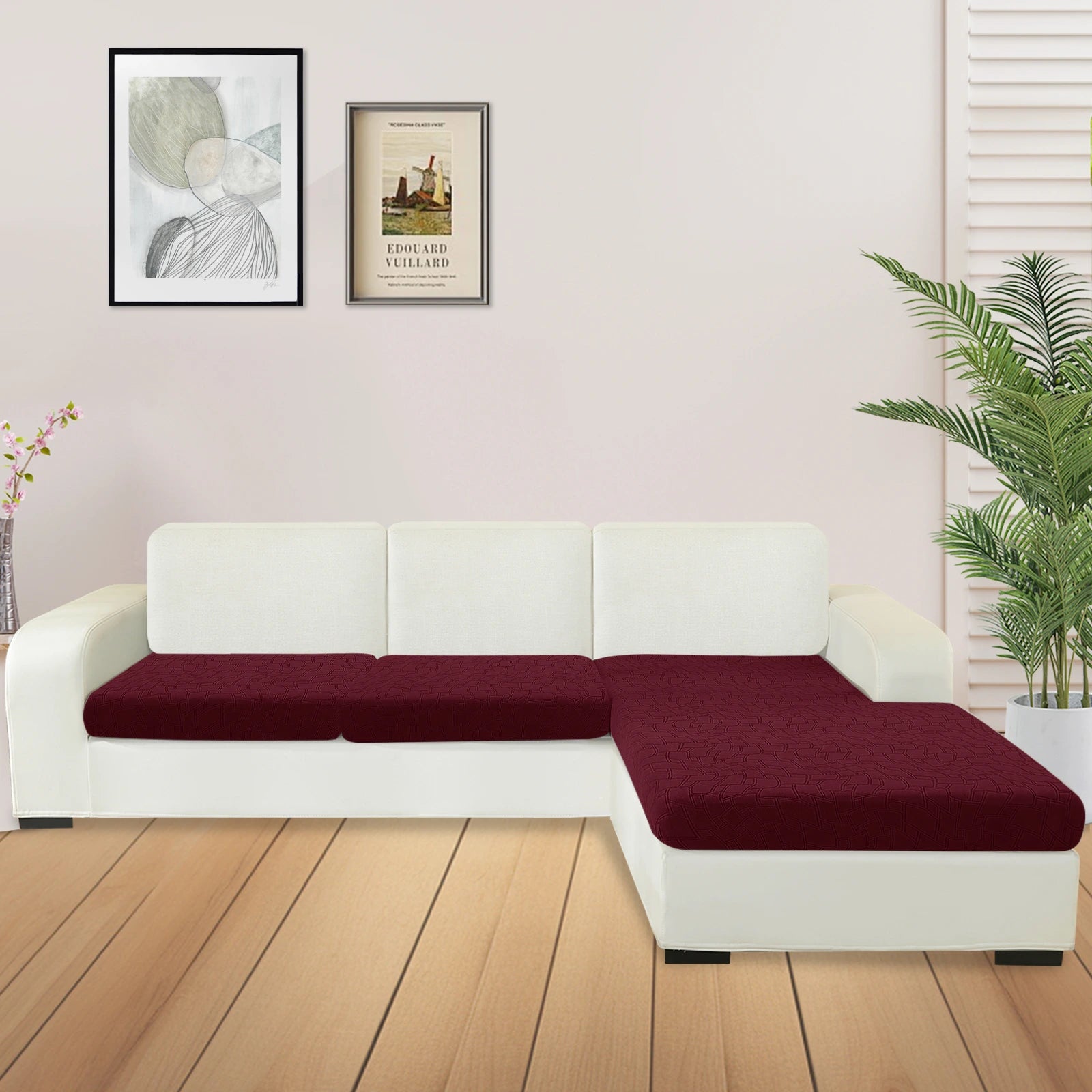 Cubierta de cojín para sofá de asiento en forma de L + 2 de YSTYLE - Ajuste elástico, Antideslizante, Diseño geométrico, Uso universal, Lavable