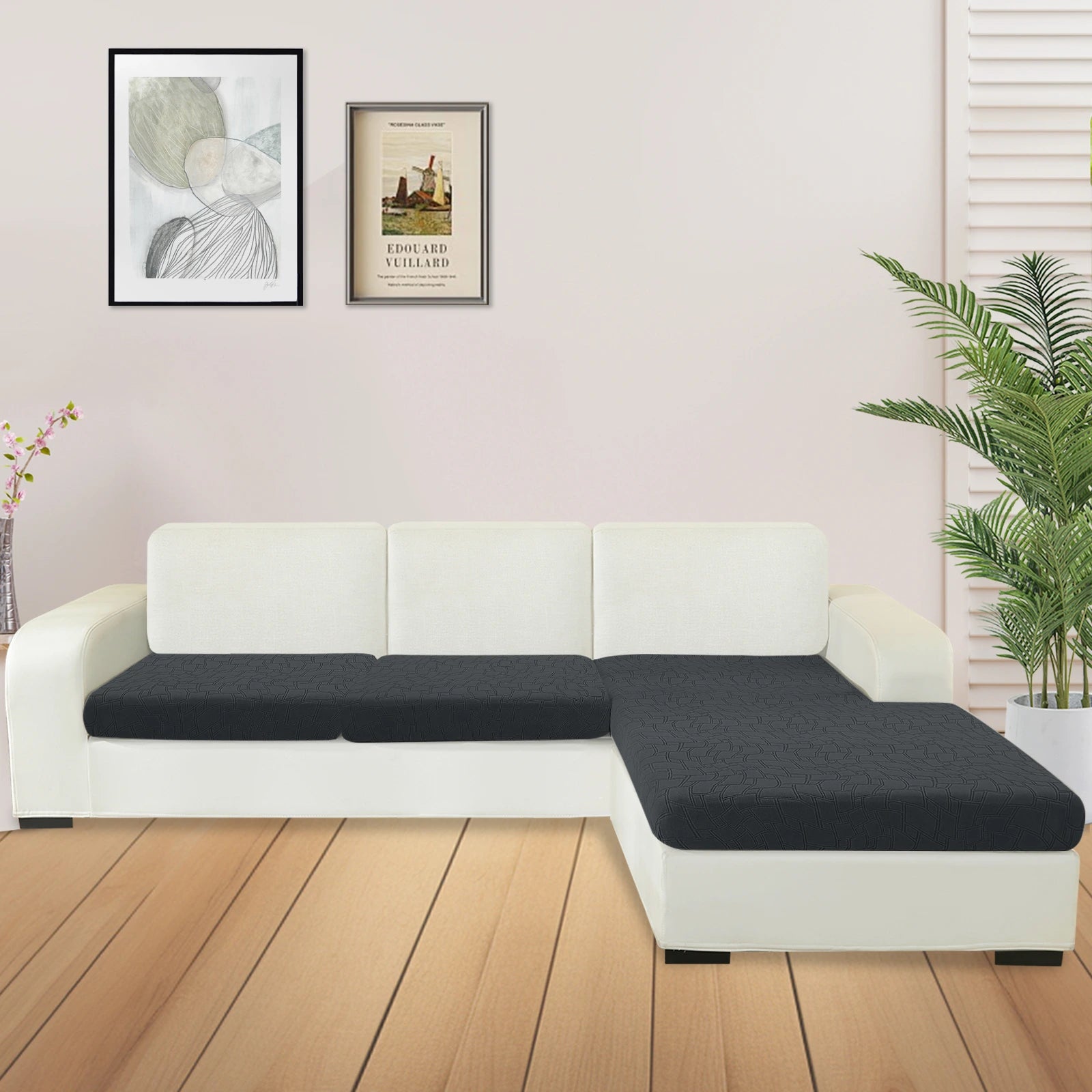 Cubierta de cojín para sofá de asiento en forma de L + 2 de YSTYLE - Ajuste elástico, Antideslizante, Diseño geométrico, Uso universal, Lavable